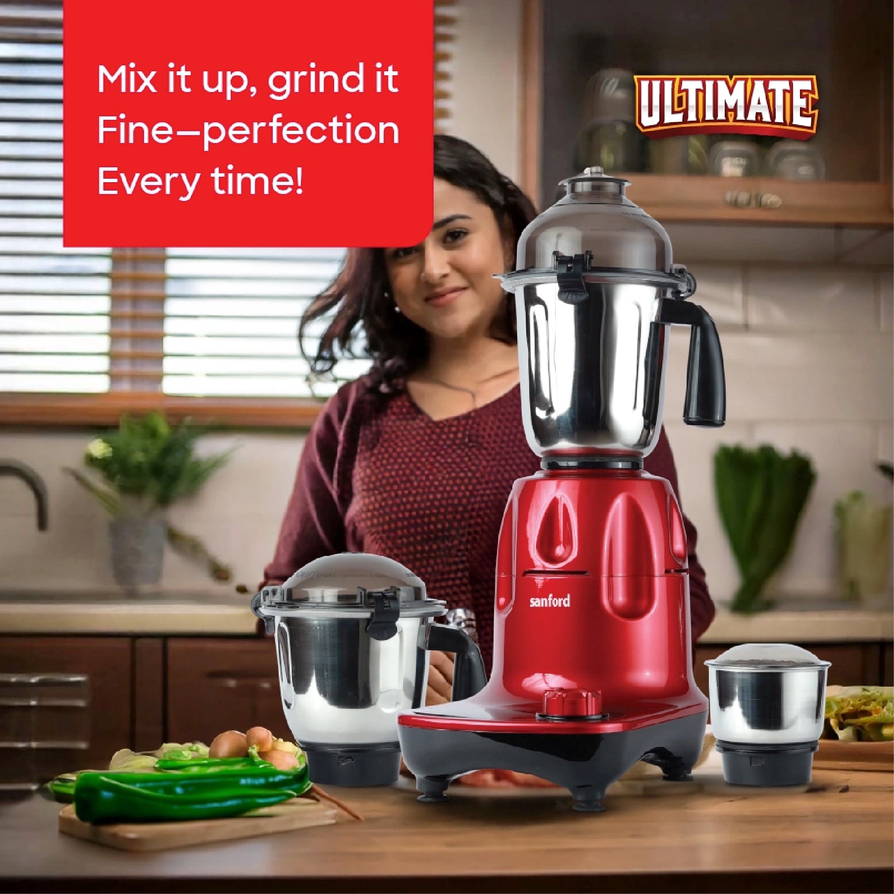 Sanford Mixer Grinder 3 in 1 1200W with 3 Jars - SF5911GM Sanford KSA