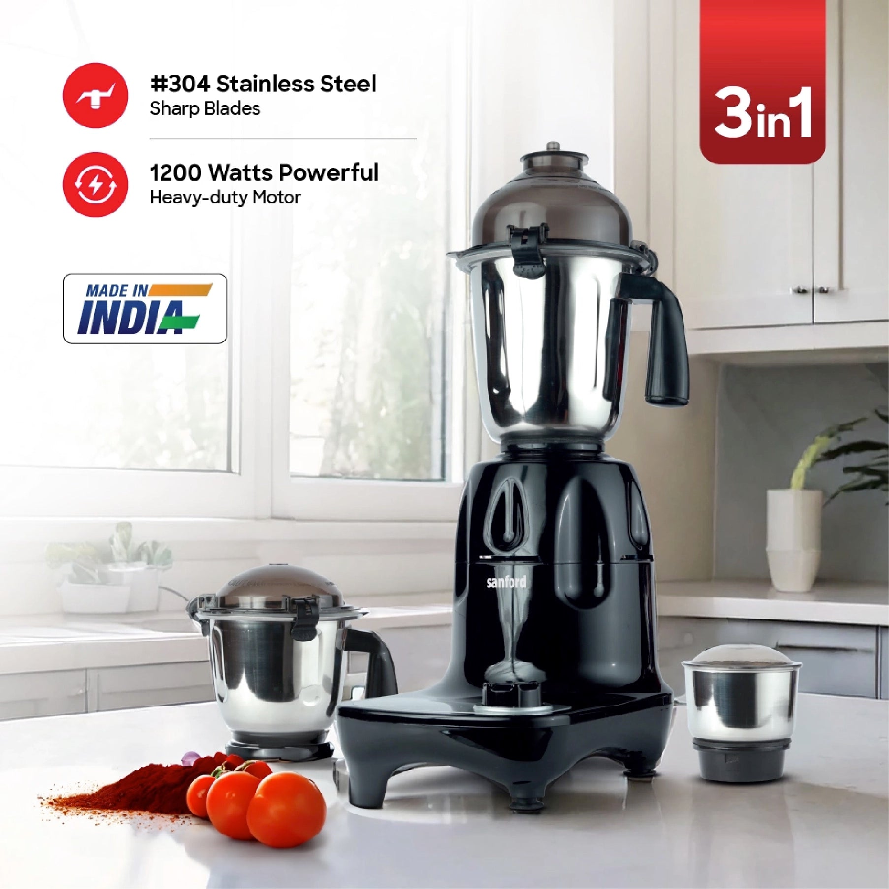 Sanford Mixer Grinder 3 in 1 1200W with 3 Jars - SF5911GM Sanford KSA