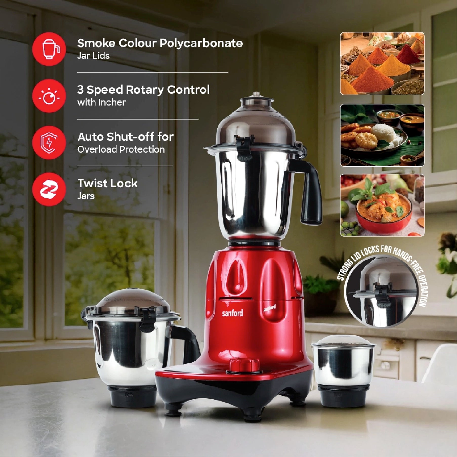 Sanford Mixer Grinder 3 in 1 1200W with 3 Jars - SF5911GM Sanford KSA