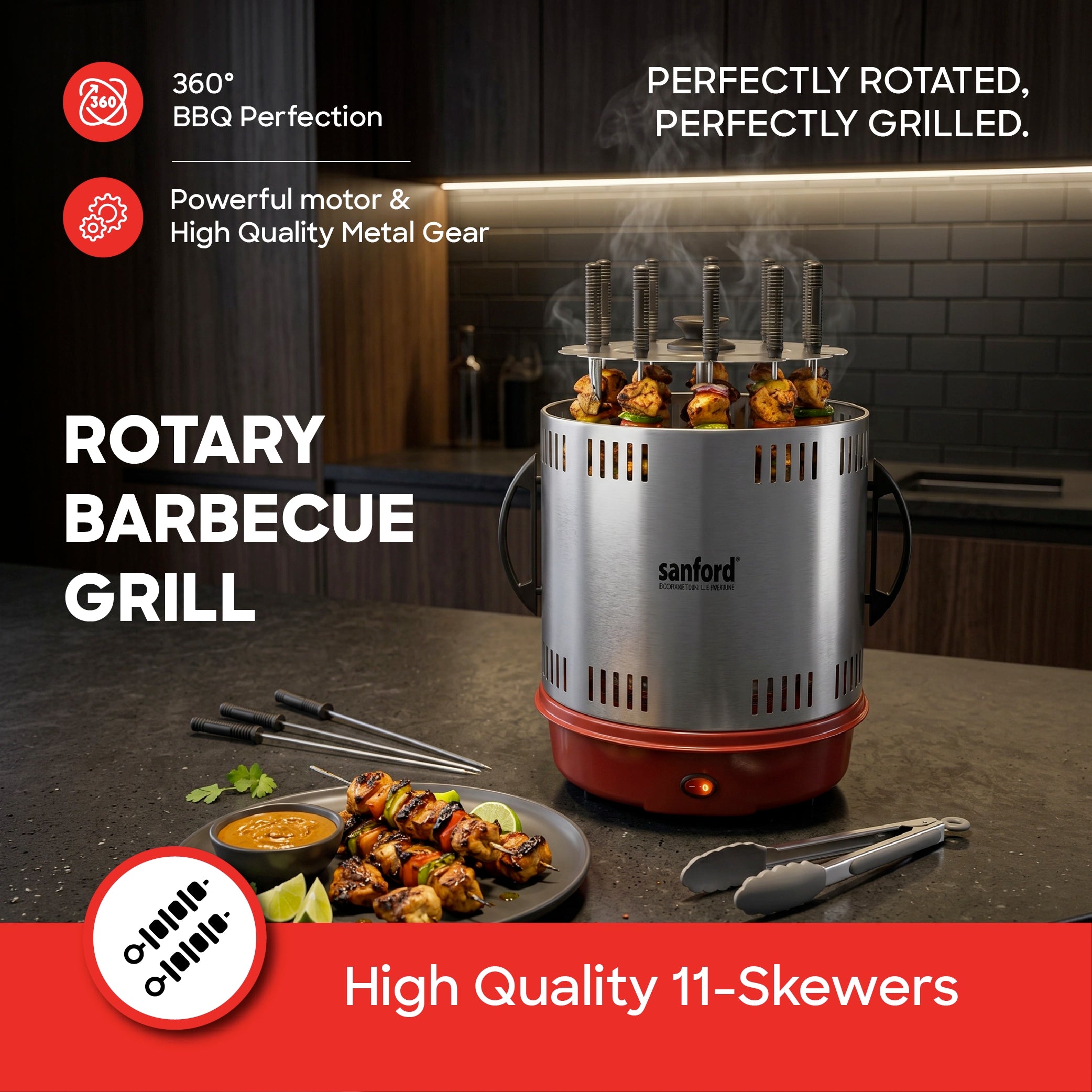 Sanford Rotary Barbecue Grill With 11 Skewers and 360° Rotation - SF5950RBQ Sanford KSA