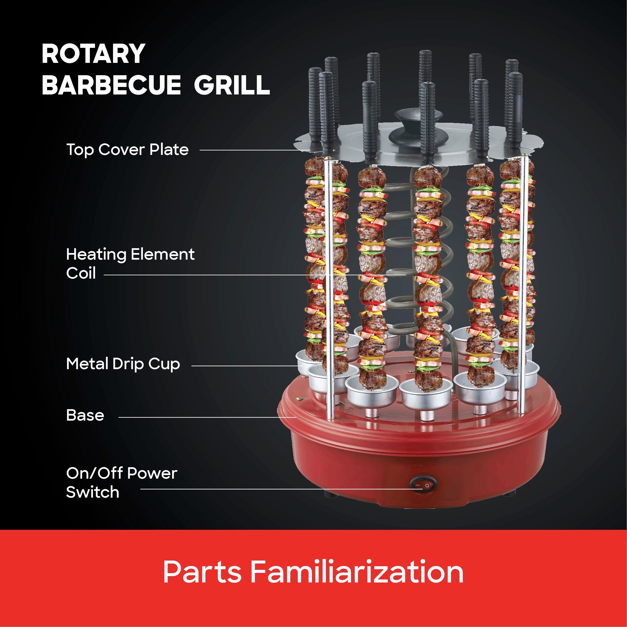 Sanford Rotary Barbecue Grill With 11 Skewers and 360° Rotation - SF5950RBQ Sanford KSA