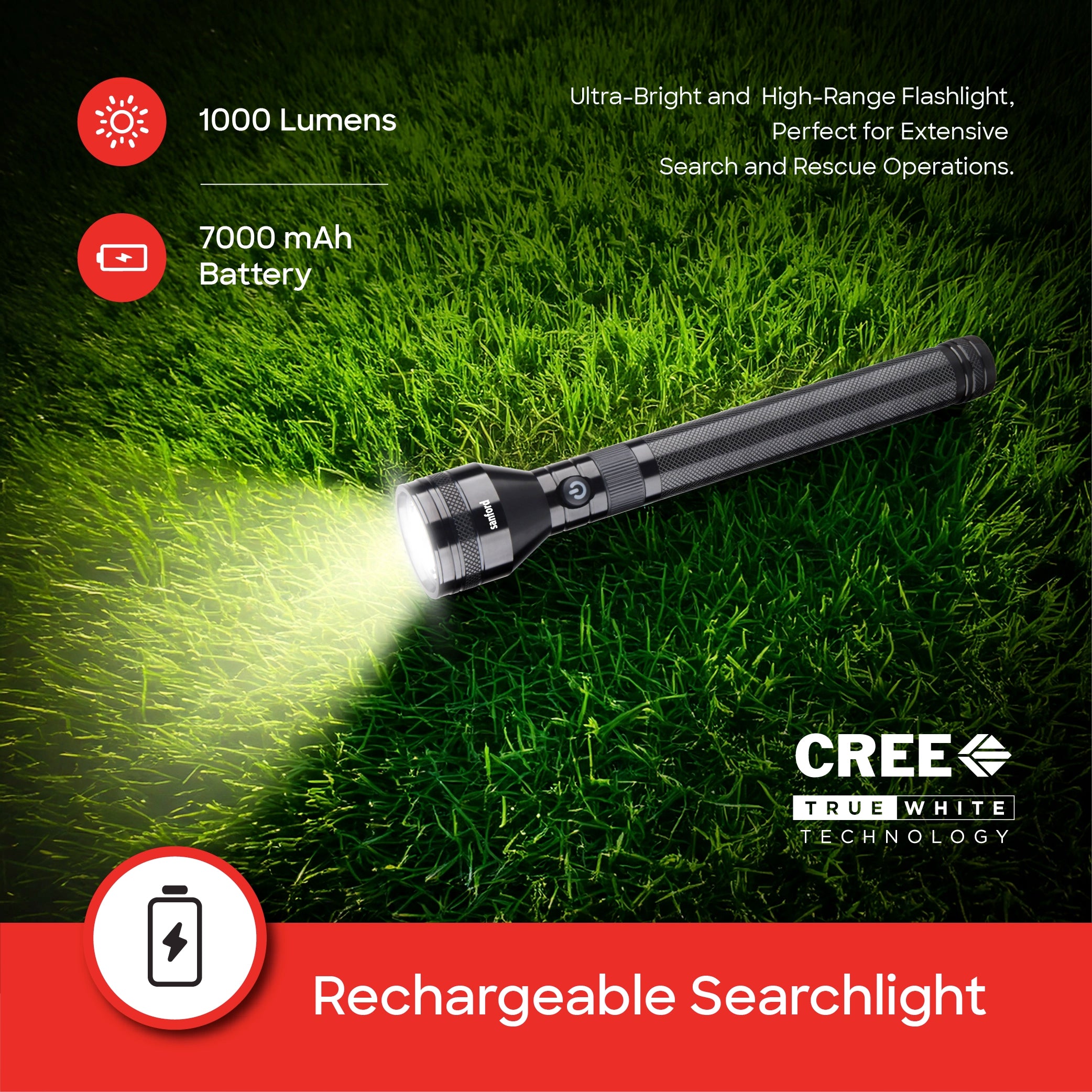 Sanford 2-in-1 Rechargeable LED Flashlight Torch Combo 10W 2500m Long Range - SF6180SLC Sanford KSA