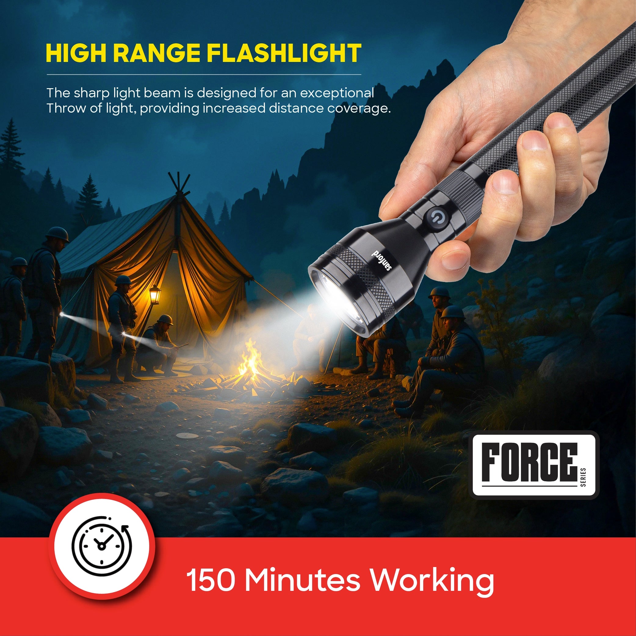 Sanford 2-in-1 Rechargeable LED Flashlight Torch Combo 10W 2500m Long Range - SF6180SLC Sanford KSA