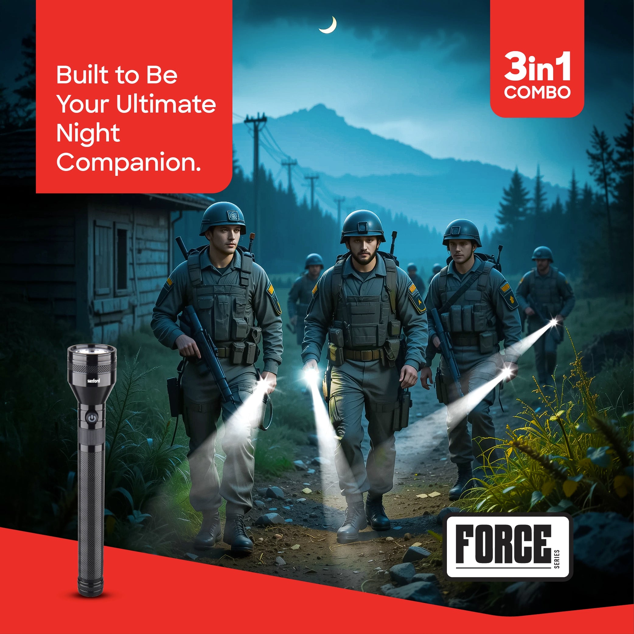 Sanford LED Search Light Combo 3 in 1 Rechargeable 1000 Lumens - SF6181SLC Sanford KSA