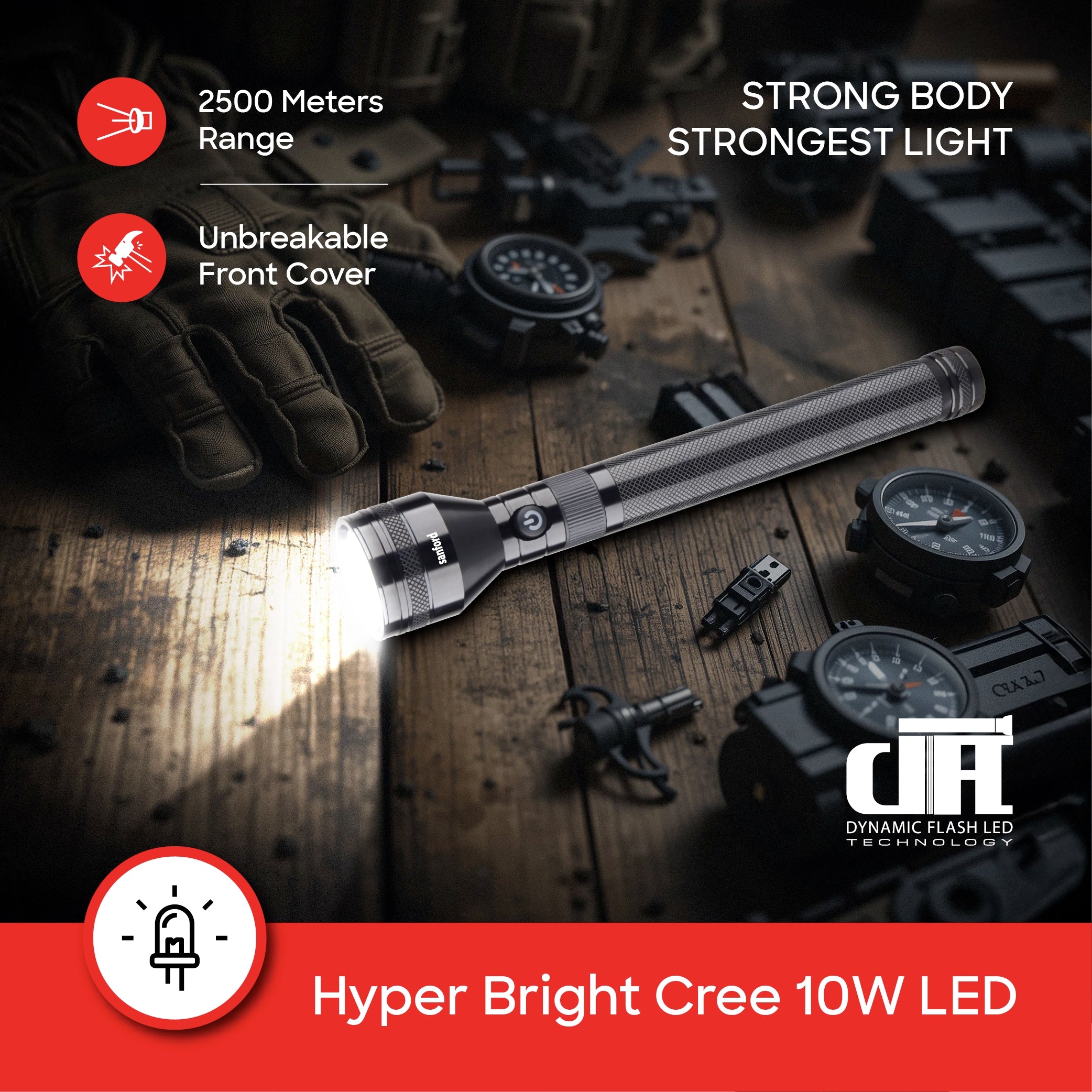 Sanford LED Search Light Combo 3 in 1 Rechargeable 1000 Lumens - SF6181SLC Sanford KSA