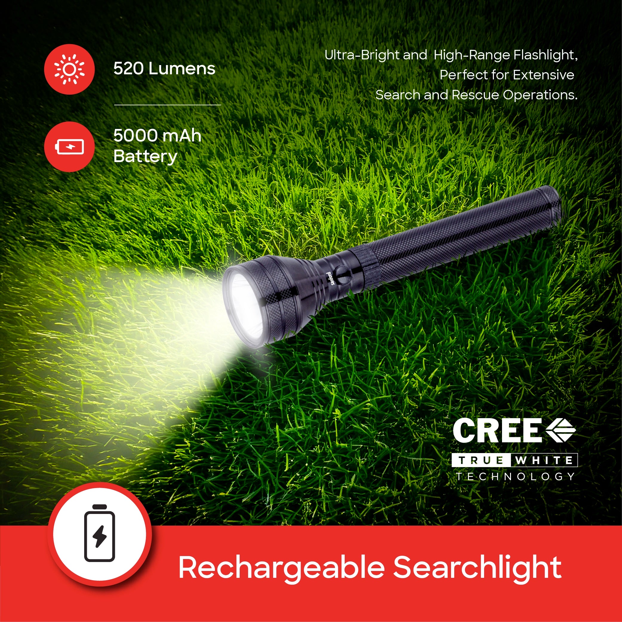 Sanford 2-in-1 Rechargeable LED Flashlight Torch Combo 7W 2800m Long Range - SF6191SLC Sanford KSA