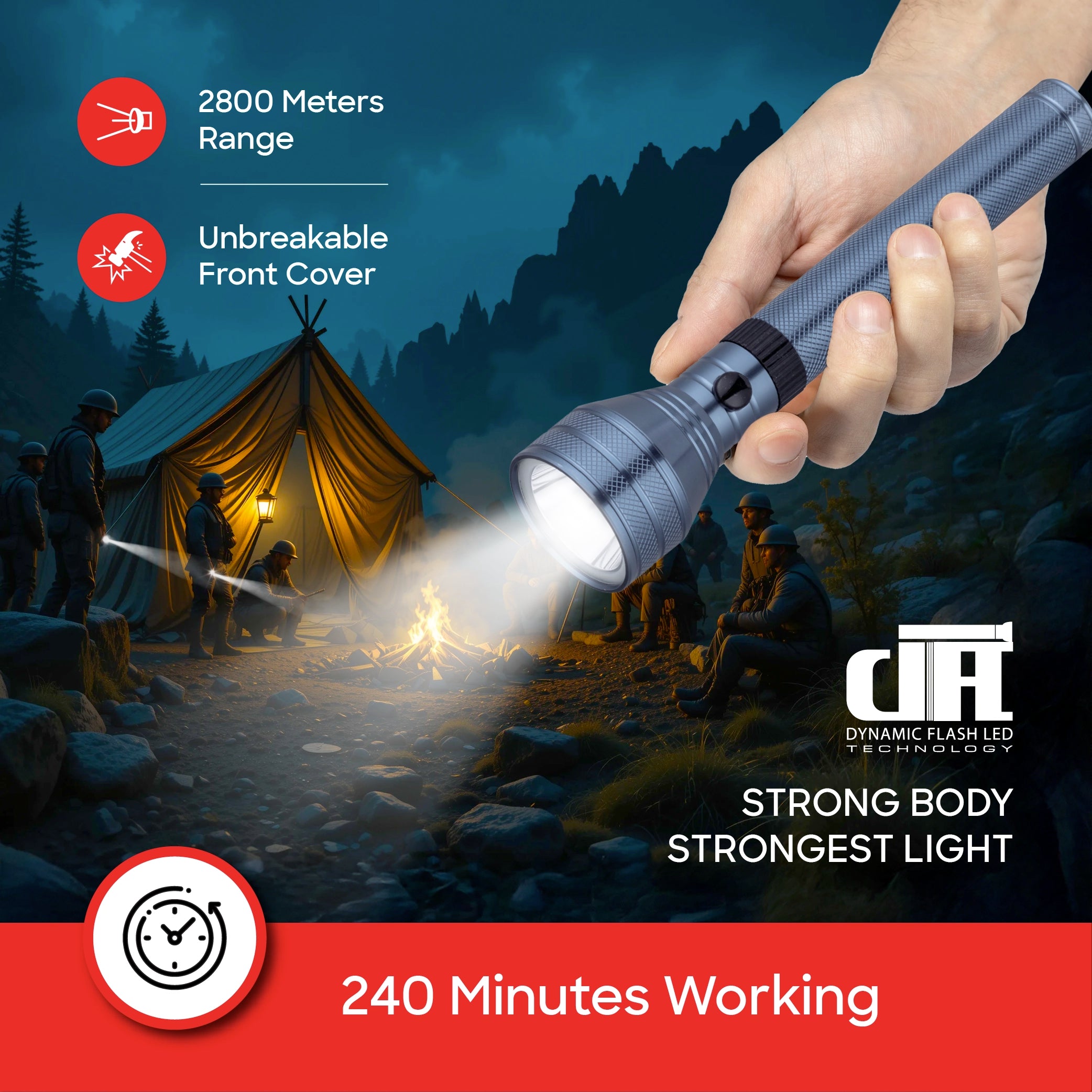 Sanford 2-in-1 Rechargeable LED Flashlight Torch Combo 7W 2800m Long Range - SF6191SLC Sanford KSA