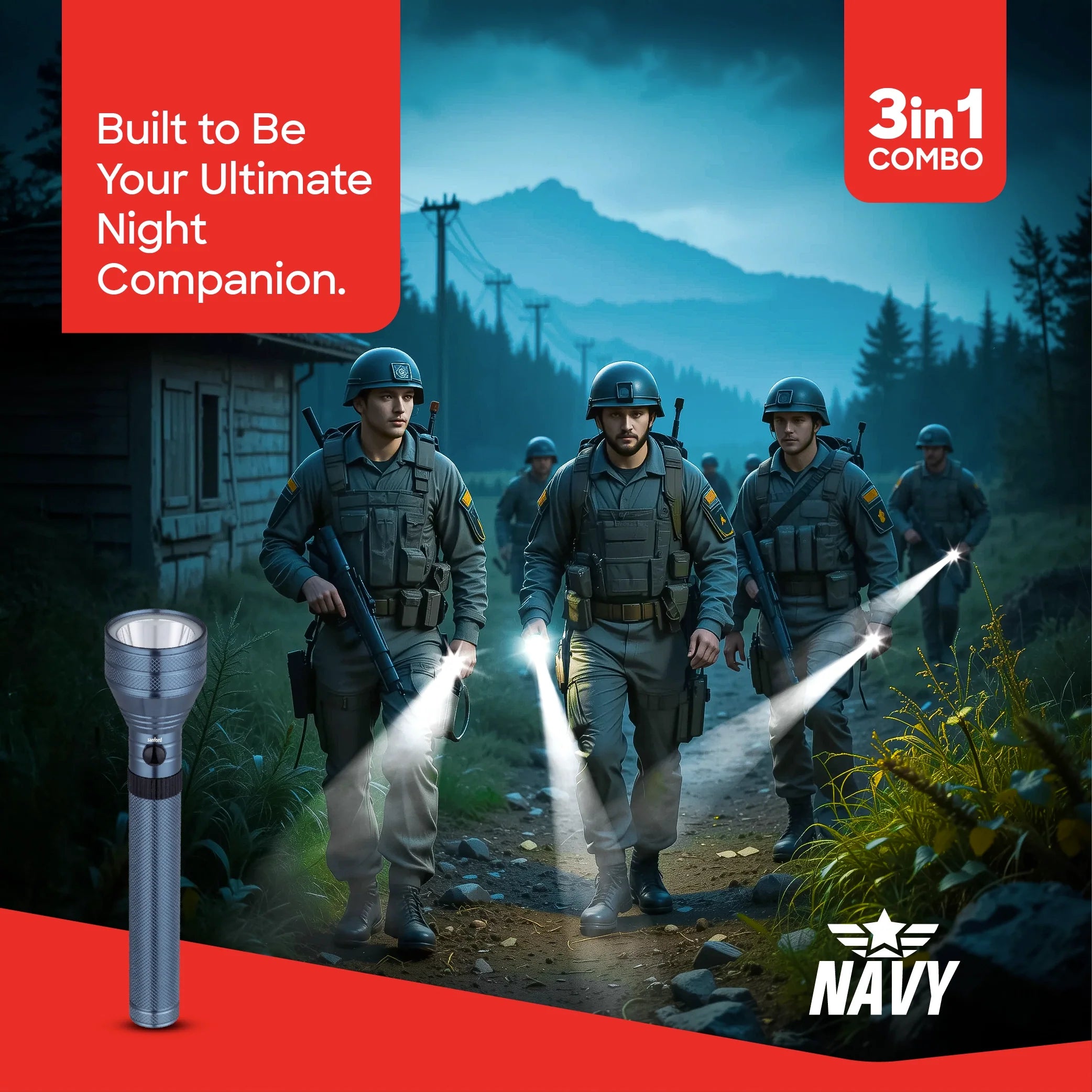 7W hyper bright led flashlight 2800m range rechargeable sanford 2