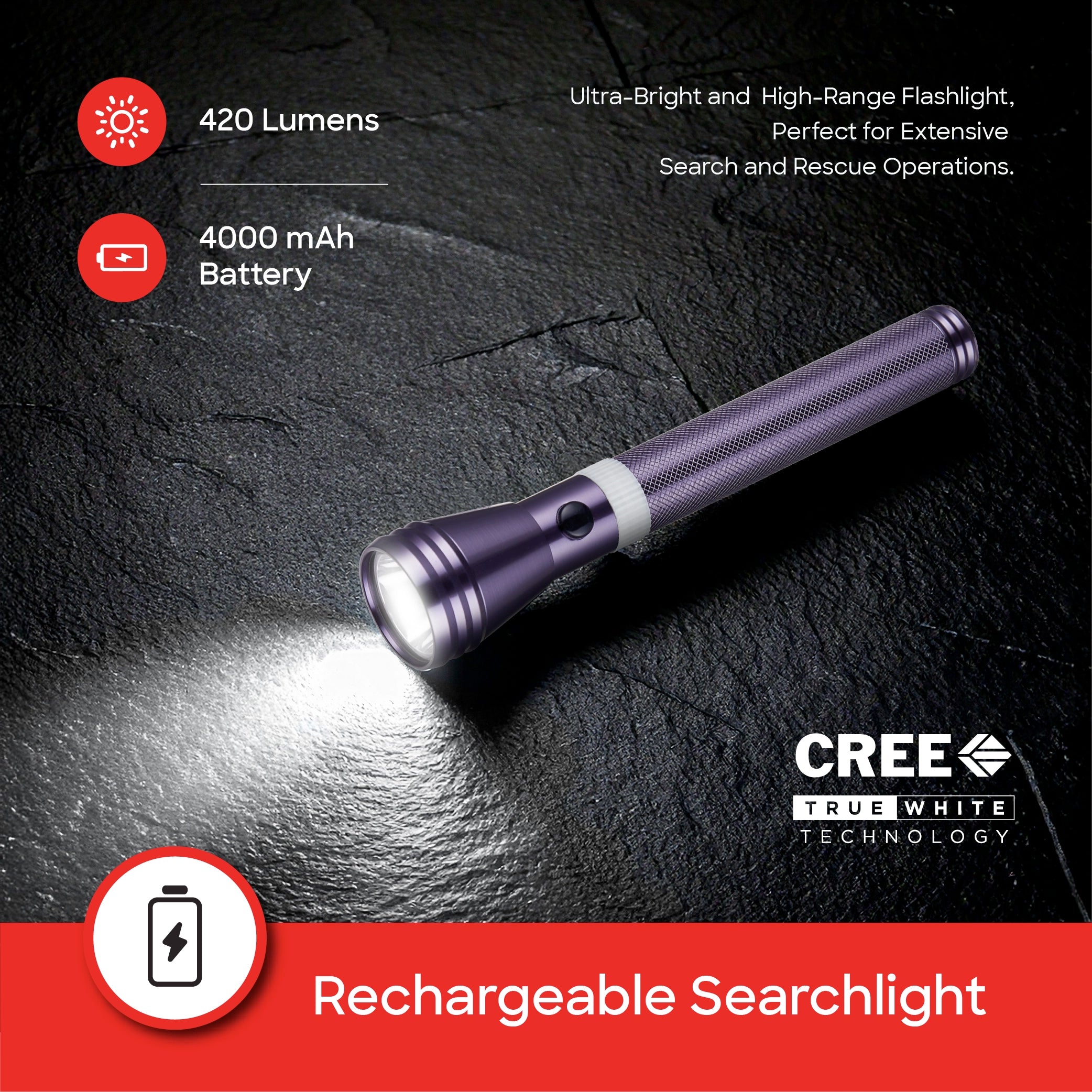 Sanford 2-in-1 Rechargeable LED Flashlight Torch Combo 5W 1800m Long Range - SF6204SLC Sanford KSA