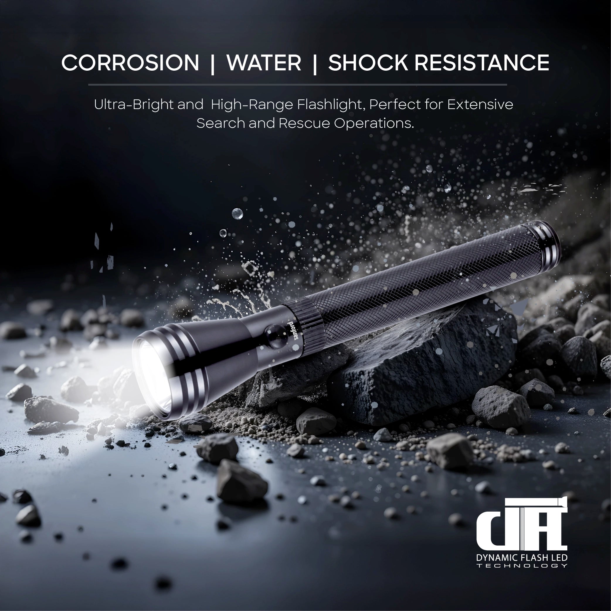 Sanford 2-in-1 Rechargeable LED Flashlight Torch Combo 5W 1800m Long Range - SF6204SLC Sanford KSA