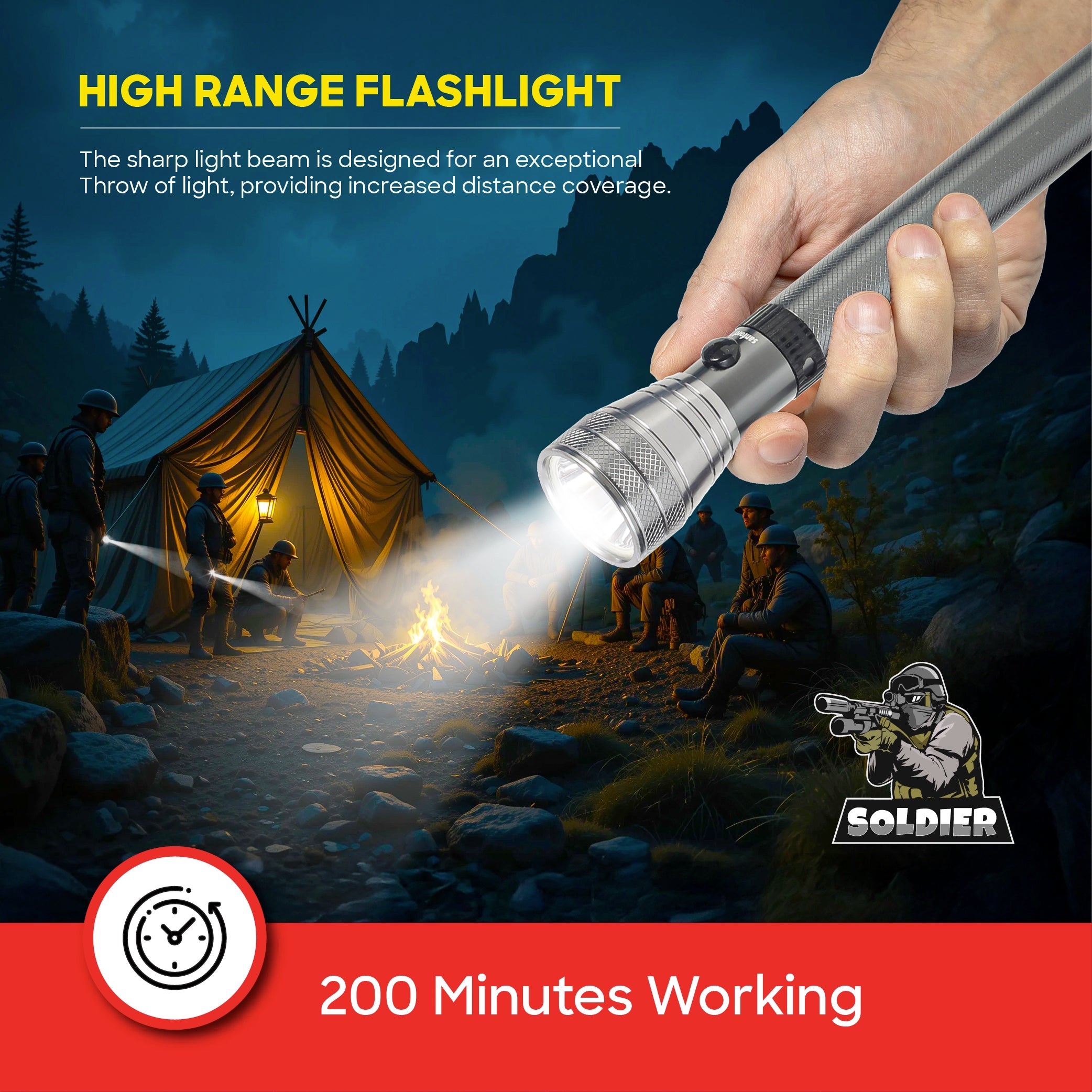 Sanford 2-in-1 Rechargeable LED Flashlight Torch Combo 5W 1800m Long Range CREE - SF6204SLC-A Sanford KSA