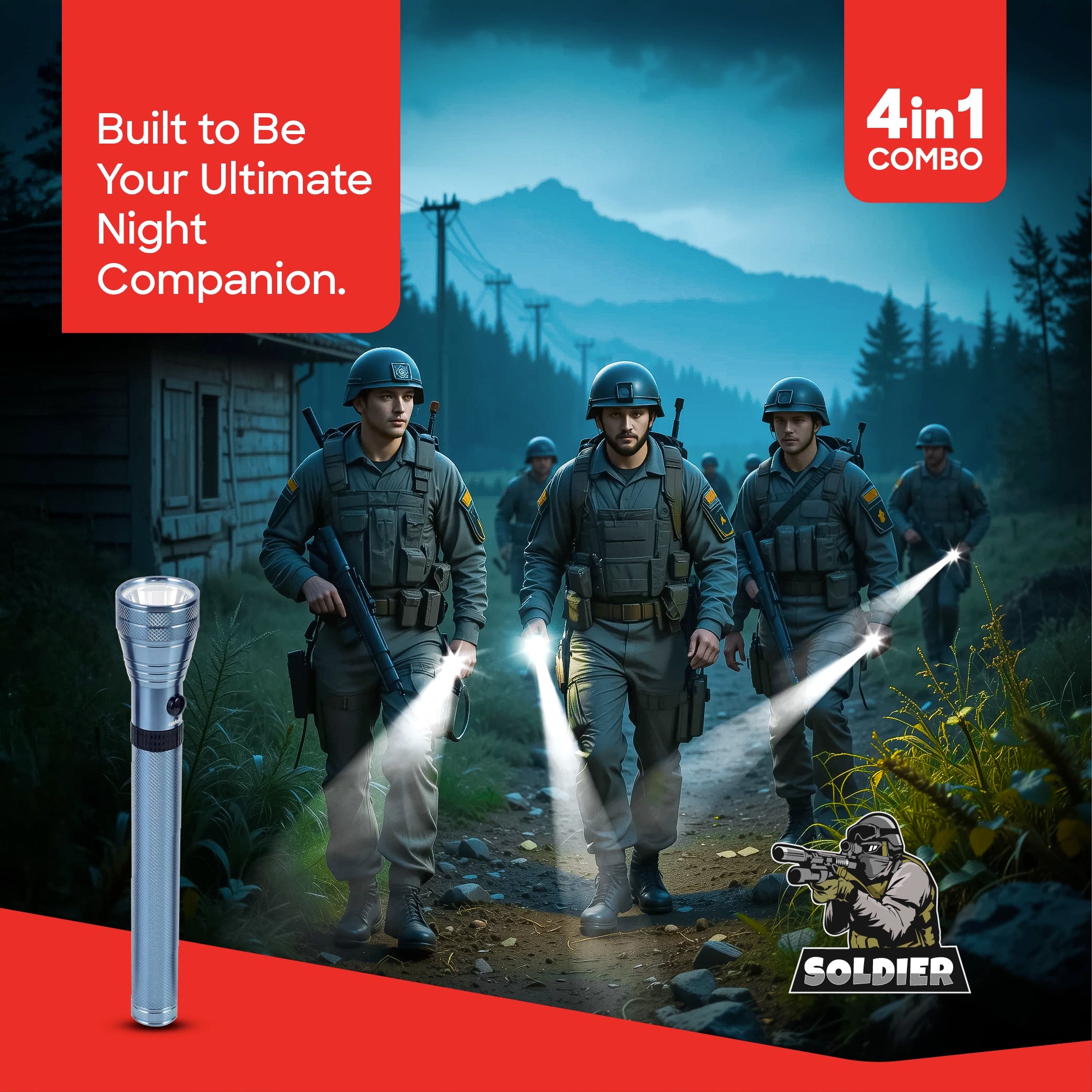 Sanford 4-in-1 Rechargeable LED Flashlight Torch Combo 5W 1800m CREE - SF6206SLC-A Sanford KSA