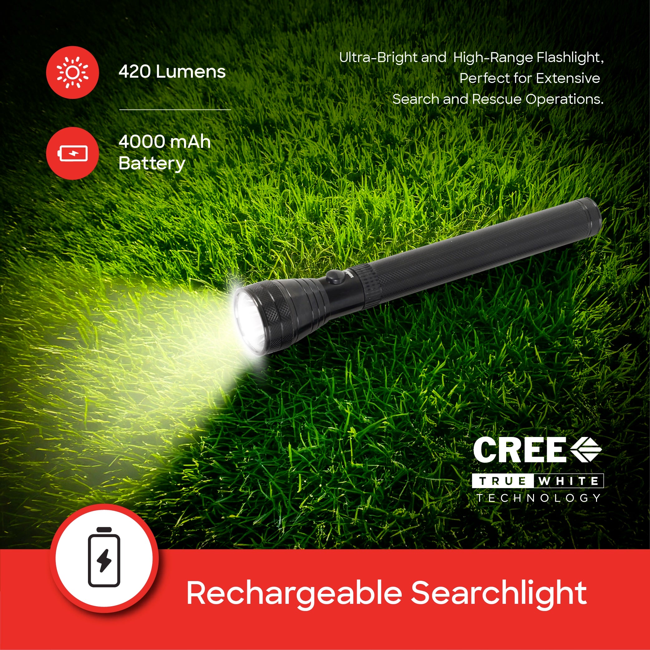 Sanford 4-in-1 Rechargeable LED Flashlight Torch Combo 5W 1800m CREE - SF6206SLC-A Sanford KSA