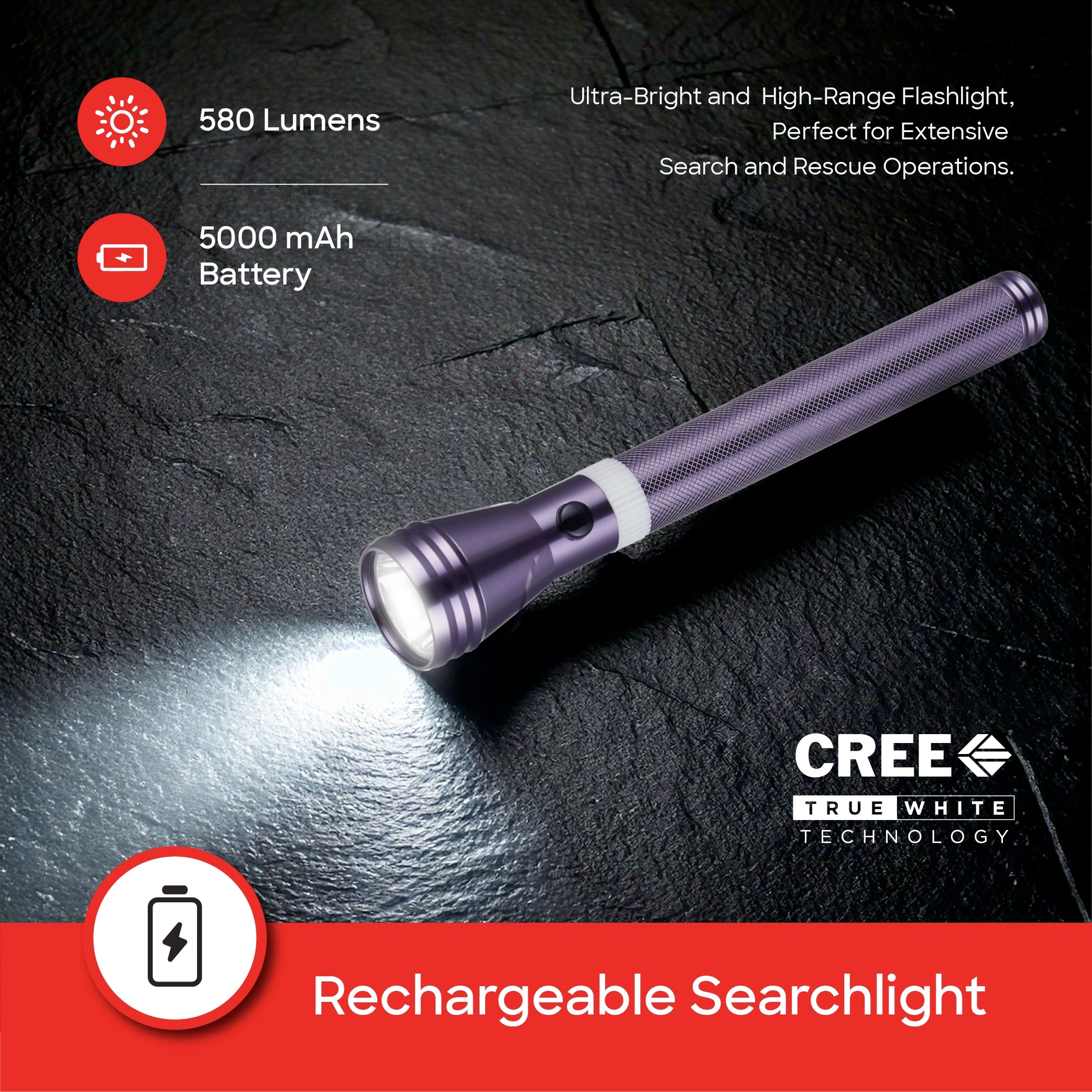 Sanford 2-in-1 Rechargeable LED Flashlight Torch Combo 5W 2200m Long Range CREE - SF6207SLC Sanford KSA