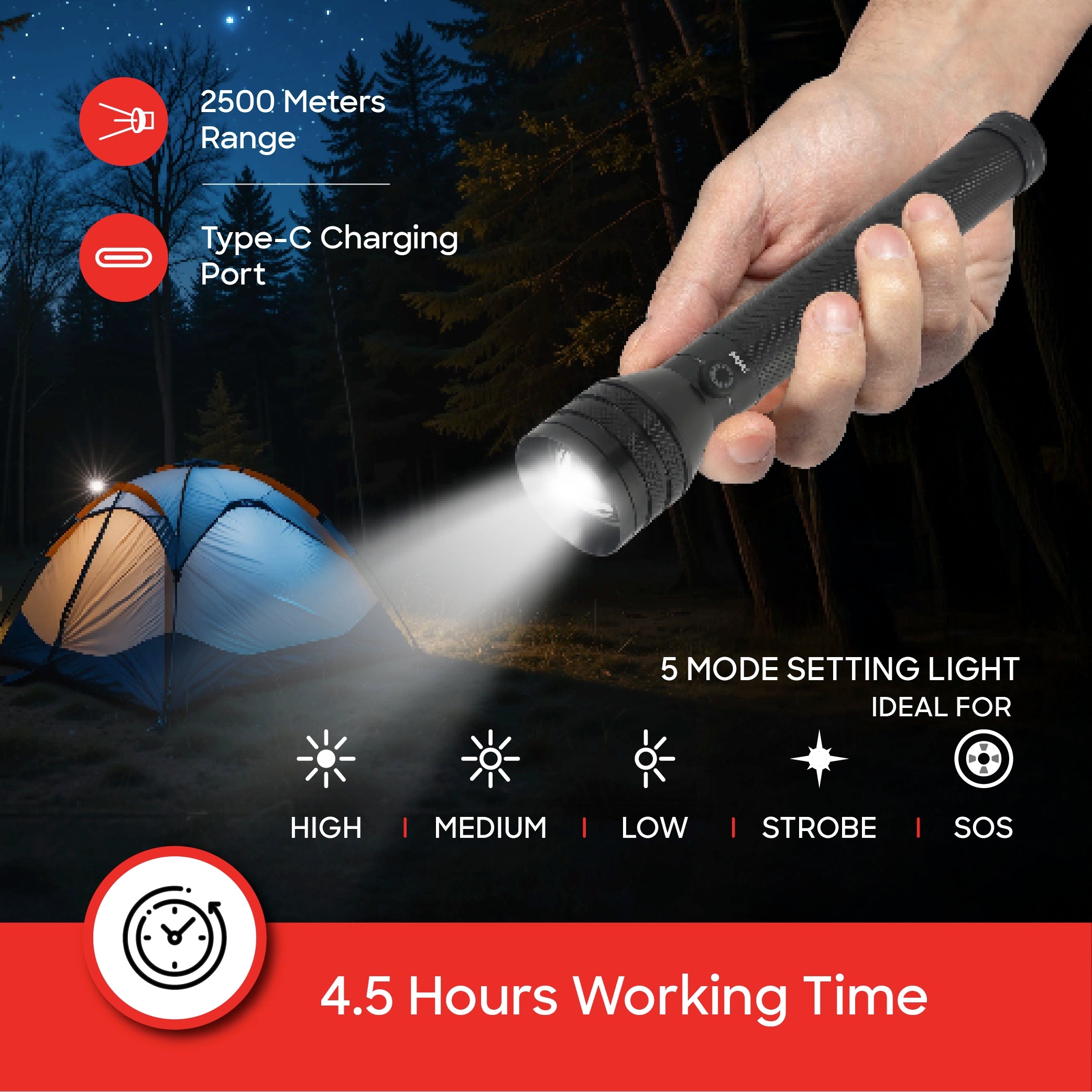 Sanford Emergency Lantern Rechargeable 2 in 1 with Searchlight - SF6213SEC Sanford KSA