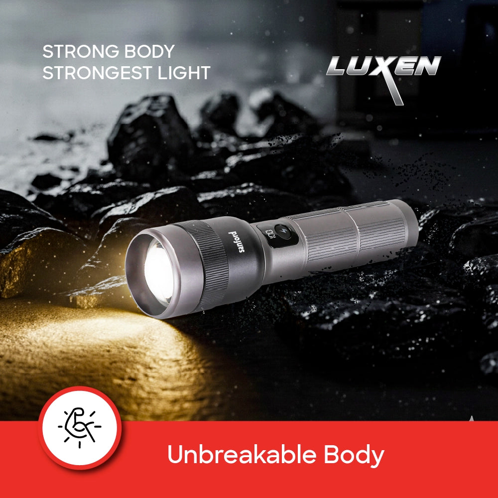 Sanford Rechargeable Flashlight Torch Zoom 5-Mode Laser LED 80W 8000 Lumens Digital Display - SF6215SL Sanford KSA