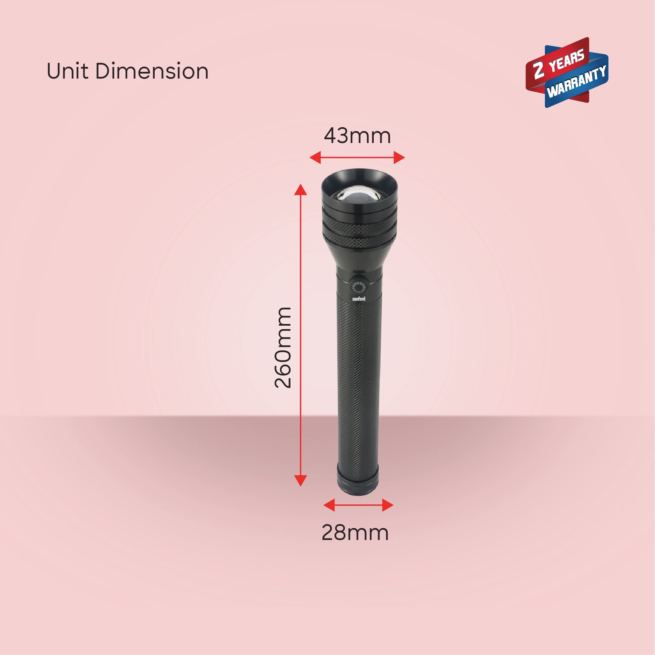 Sanford LED Flashlight Torch Supernova 20W Rechargeable Zoom 2500m Long-Range 5-Mode - SF6301SL Sanford KSA