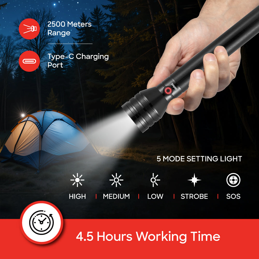 Sanford SF6305SLC flashlight 2500m range demonstration