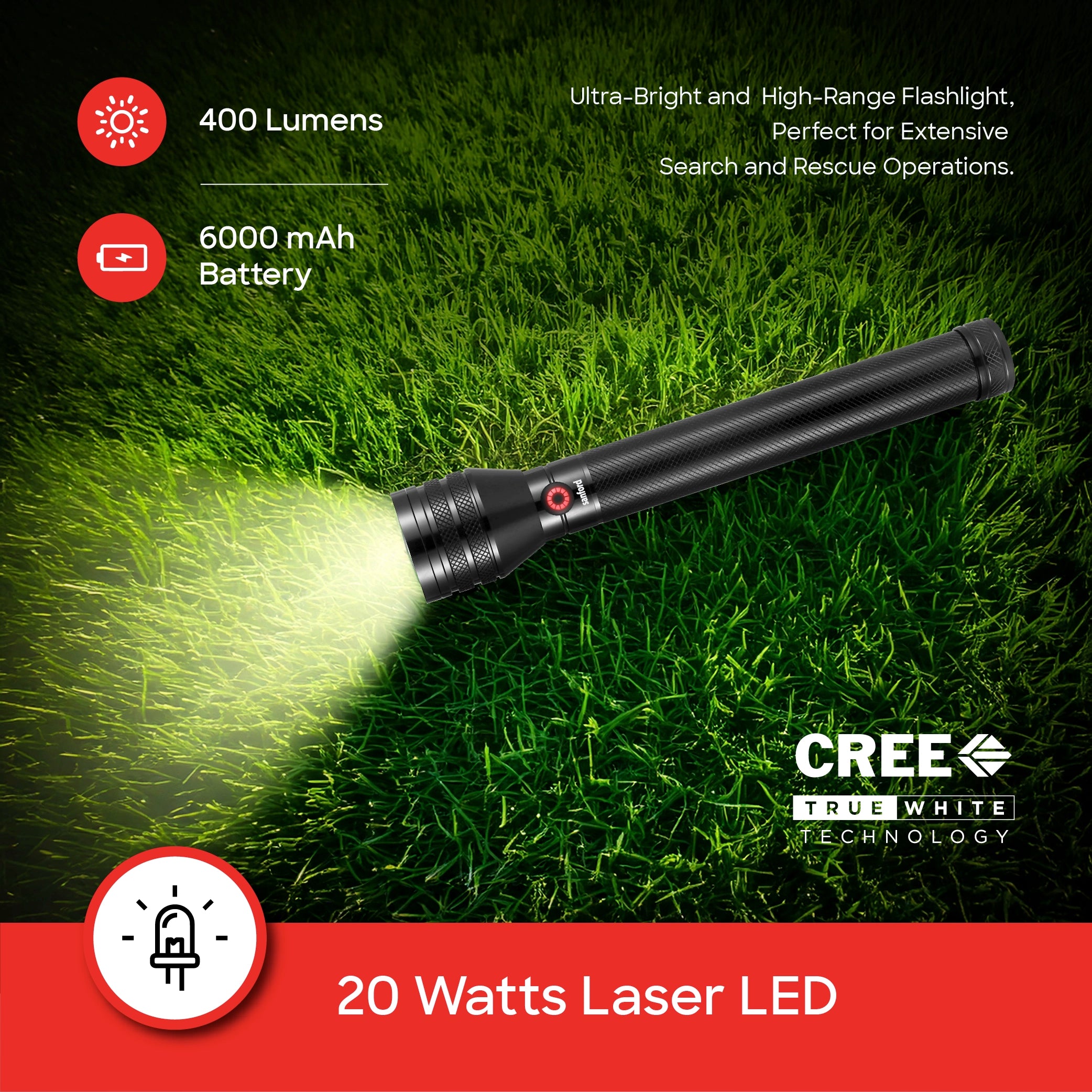 Sanford LED Flashlight Torch Combo 20W Rechargeable Zoom 4-in-1 5-Mode 2500m Range – SF6306SLC Sanford KSA