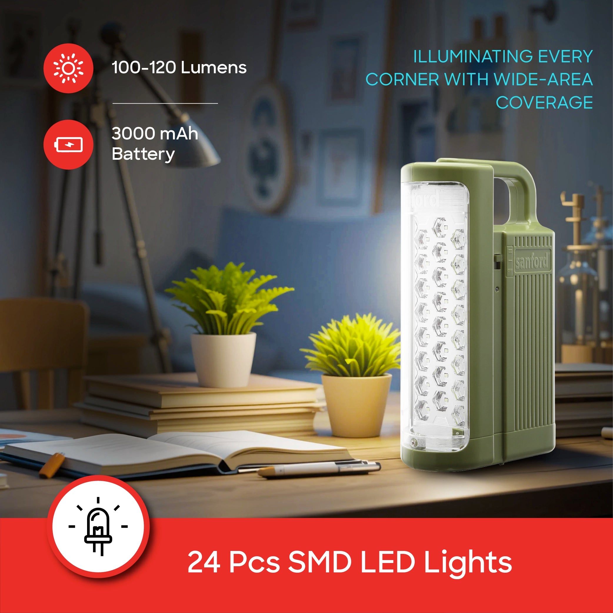 Sanford Rechargeable Emergency Lantern Combo Pack 24 SMD LED with Long Backup - SF6356ELC Sanford KSA
