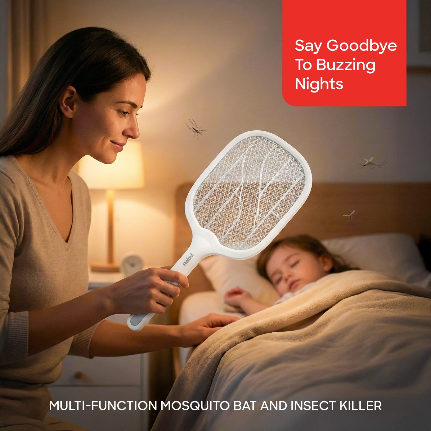 Sanford Mosquito Bat Rechargeable 3500V with Charging Stand and 1800mAh Battery - SF635MK