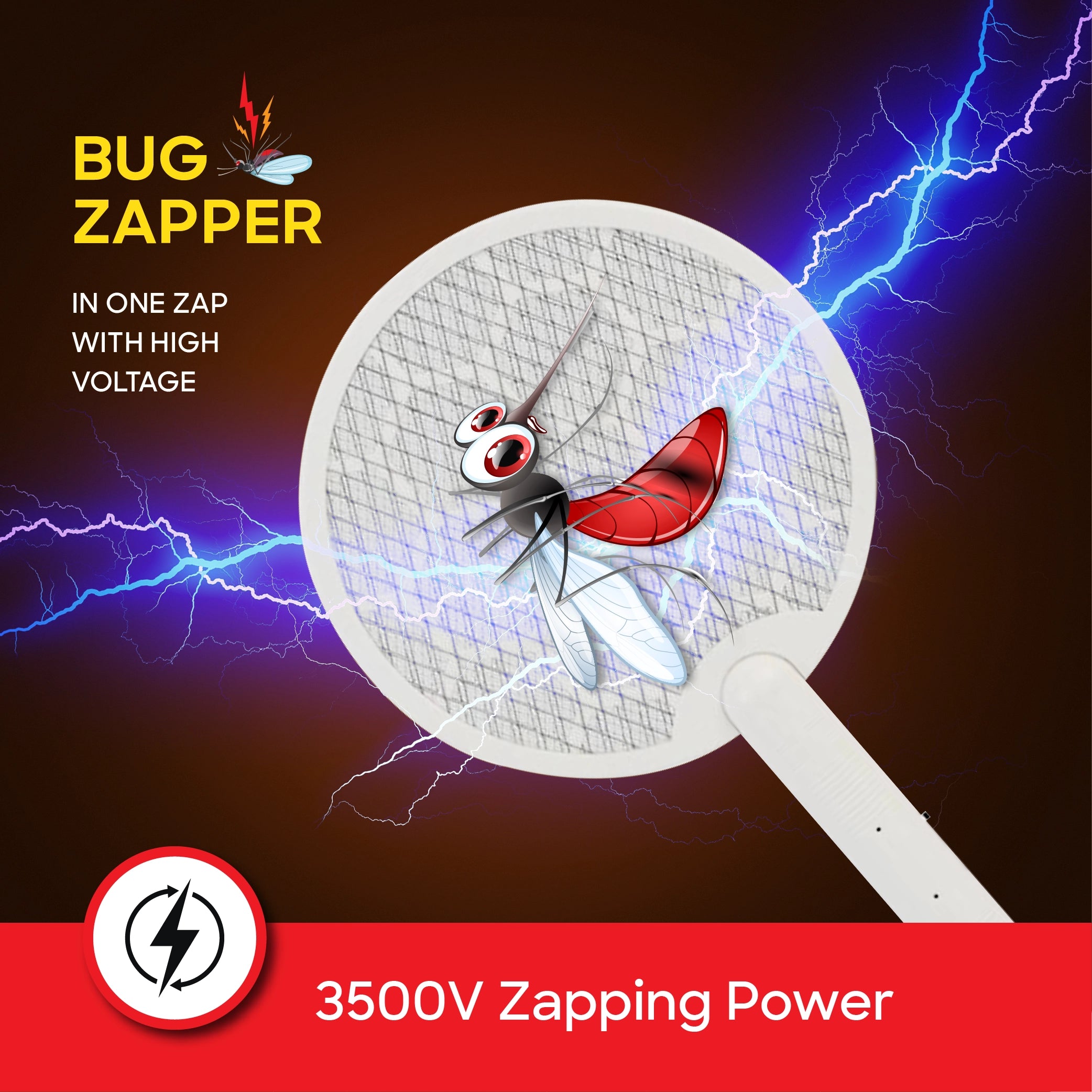 Sanford Mosquito Bat Rechargeable 3500V with USB Type-C Charging Electric Bug Zapper - SF639MK Sanford KSA