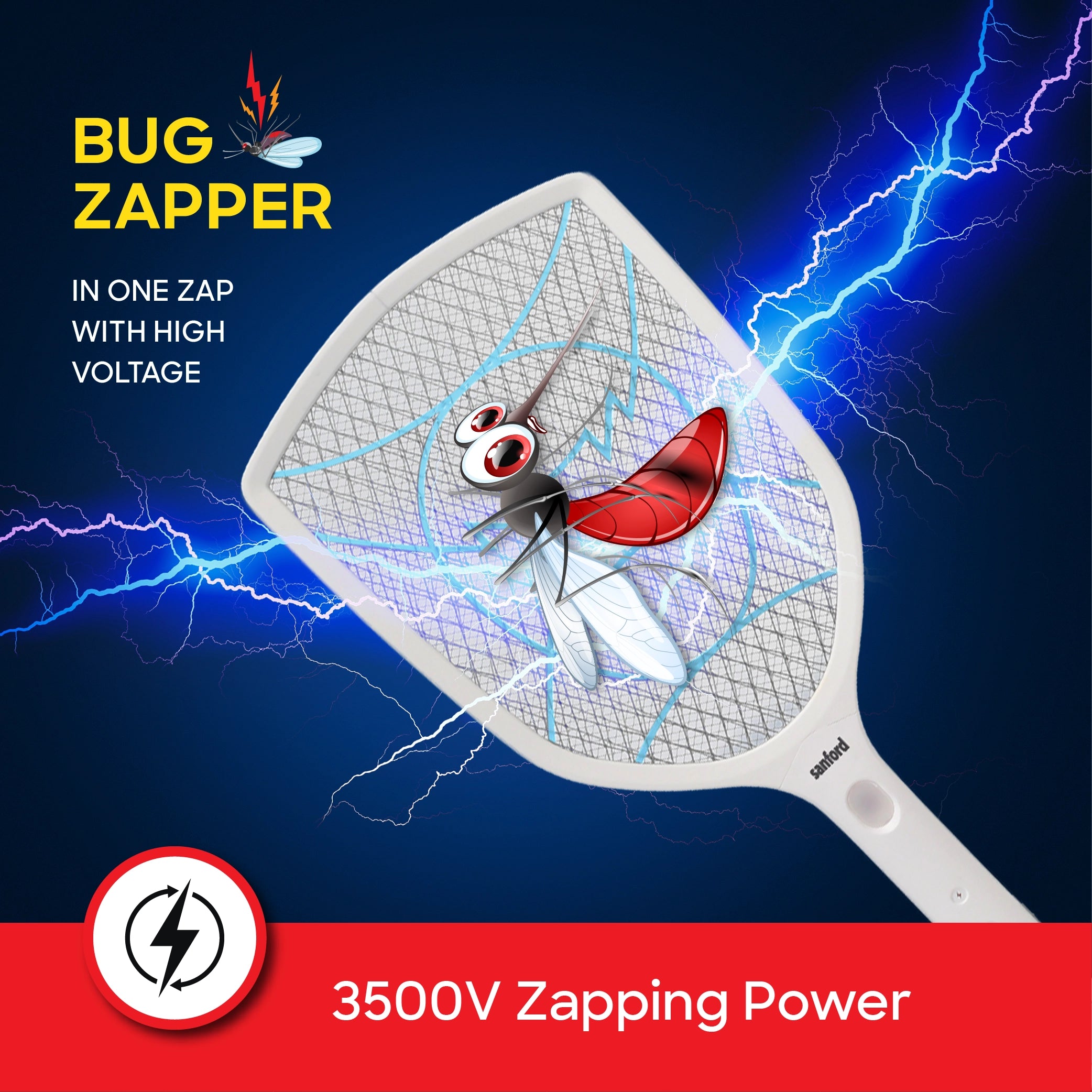 Sanford Mosquito Bat Rechargeable 3500V Zapping Power - SF641MK Sanford KSA