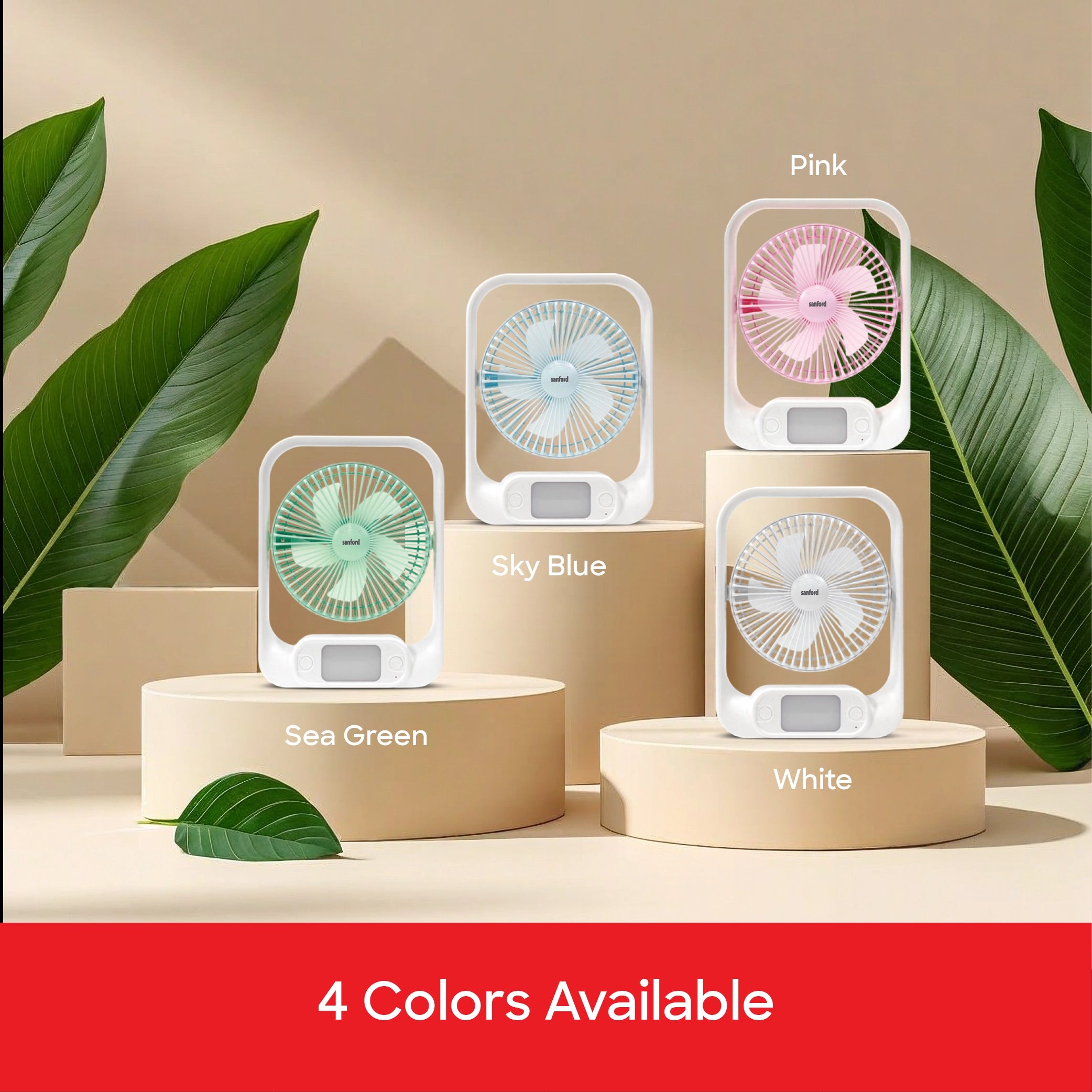 Sanford Table Fan 7-Inch Rechargeable 3600mAh 2-in-1 with LED Light and Tilt Head - SF6652RTF Sanford KSA