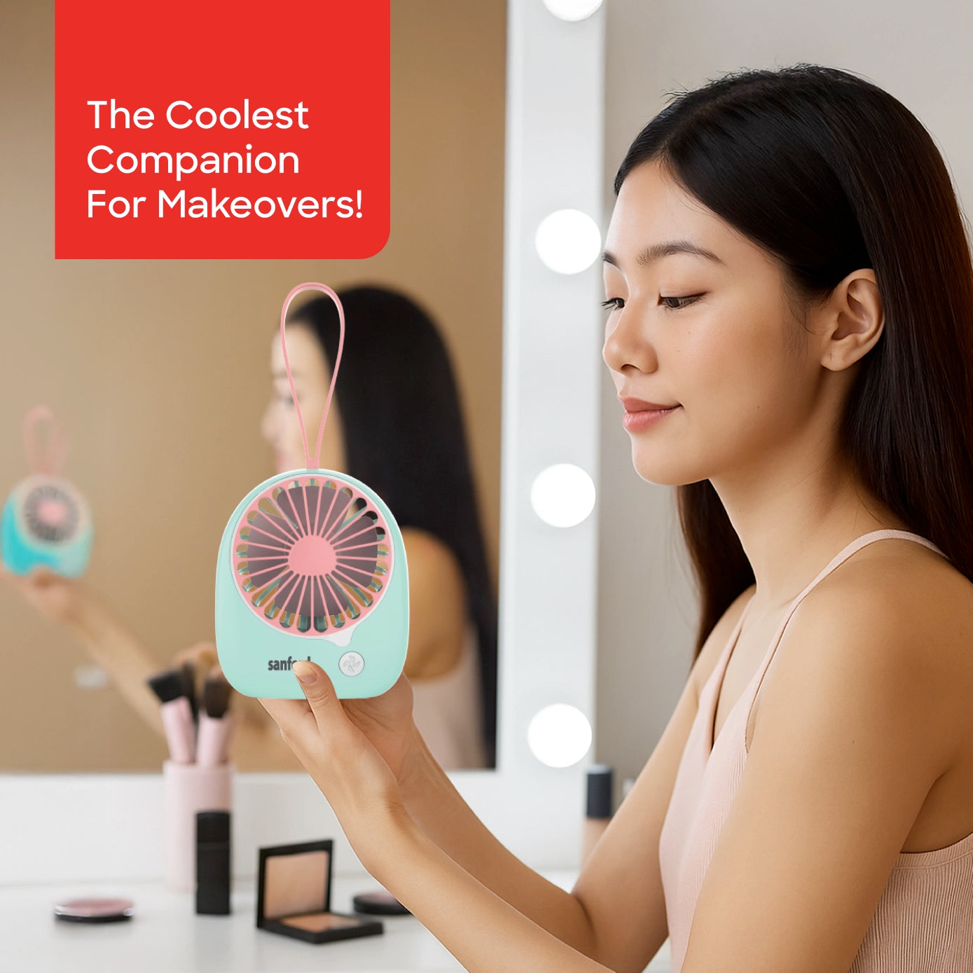 Sanford Mini Fan Rechargeable 2400mAh with 4800RPM Motor and Quiet USB Cooling - SF6653MFN