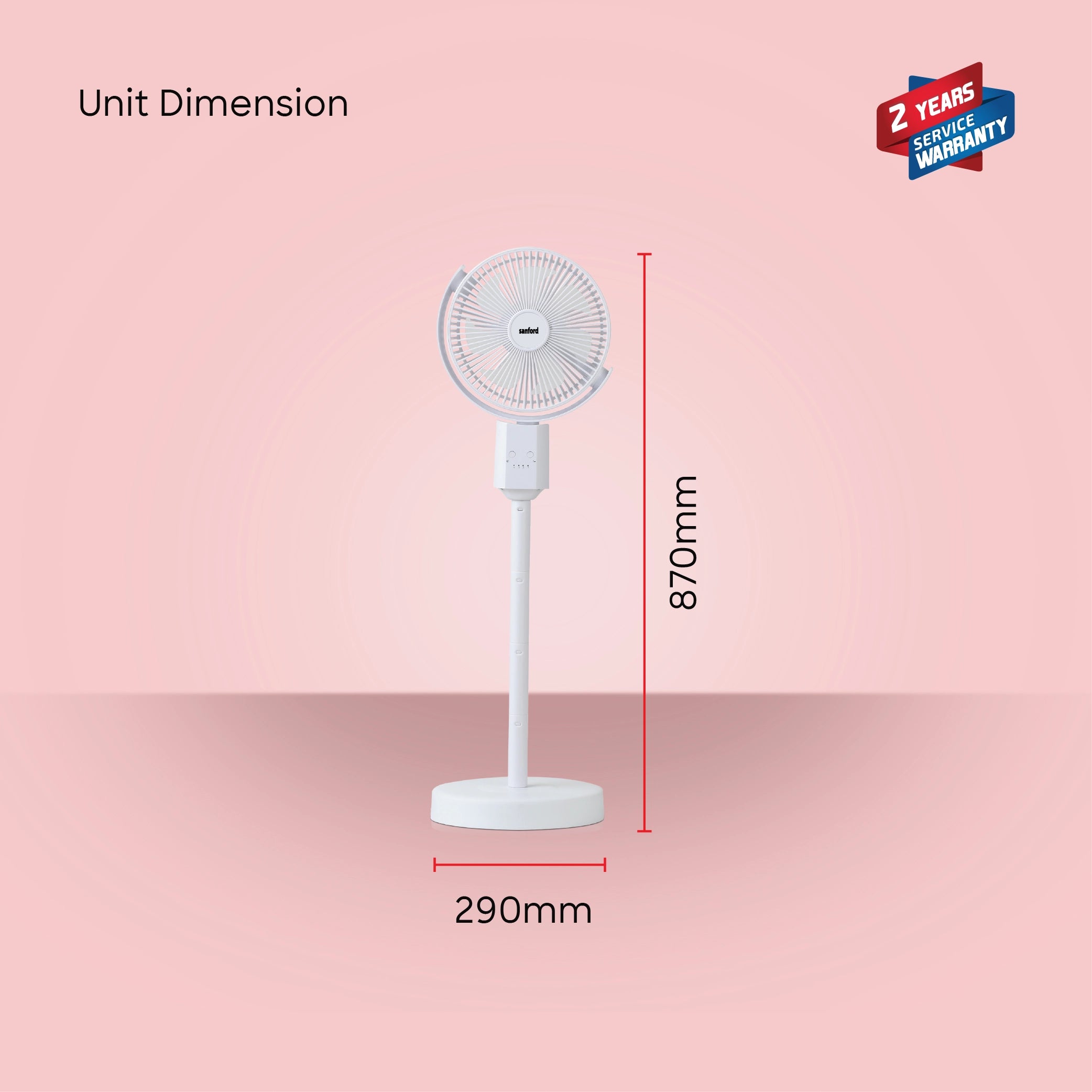 Sanford Stand Fan 10-Inch Rechargeable 4500mAh with 4-Speed Control and Oscillation - SF6659RSFN Sanford KSA