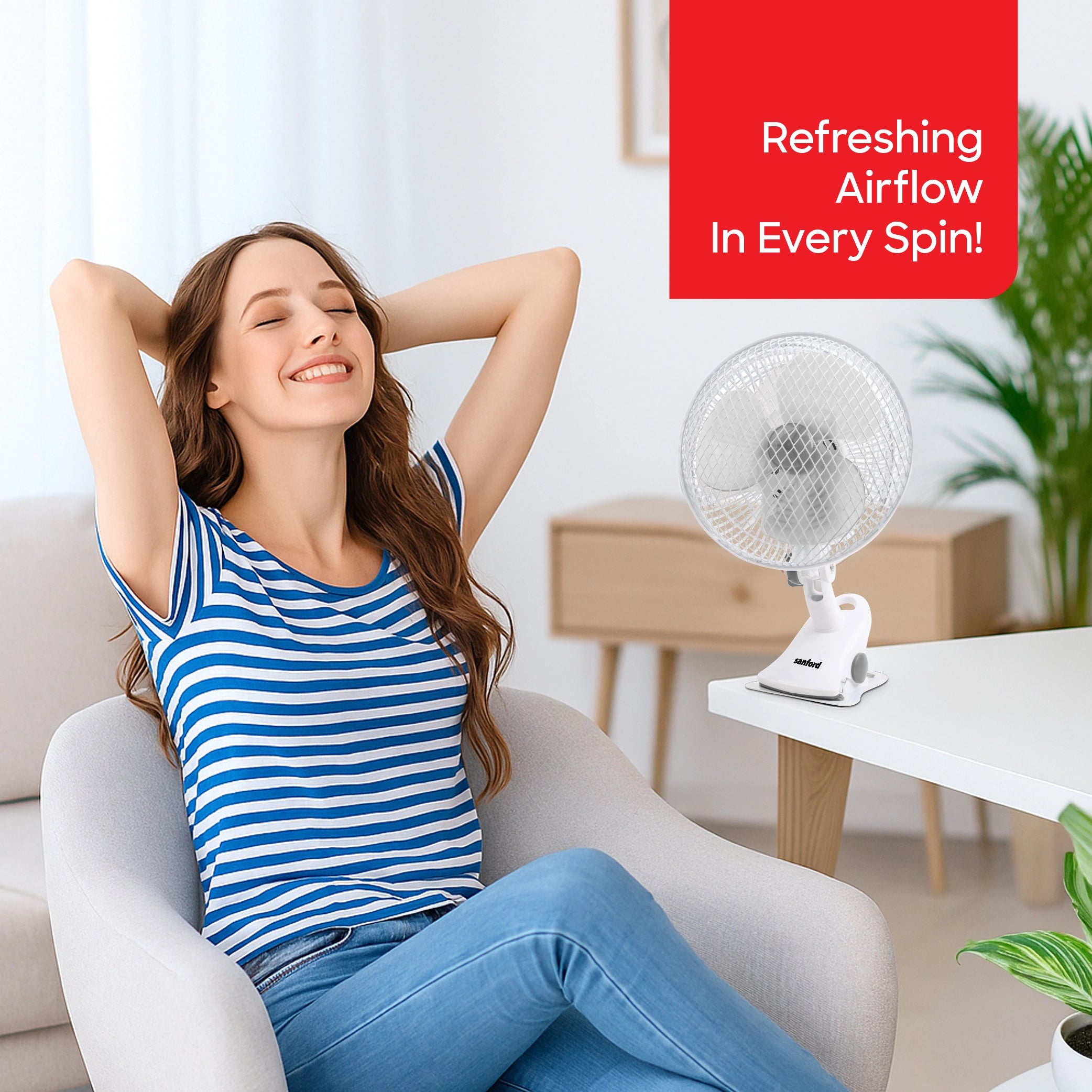 Sanford Clip Fan 8-Inch 45W with Portable 3-in-1 Design and 360° Rotation - SF6660BFN Sanford KSA