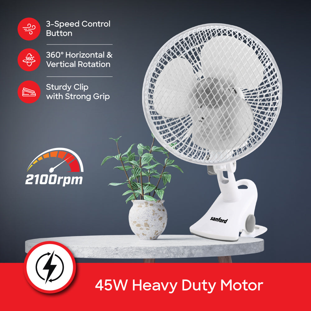 Sanford SF6660BFN clip fan in use demonstration on desk or table