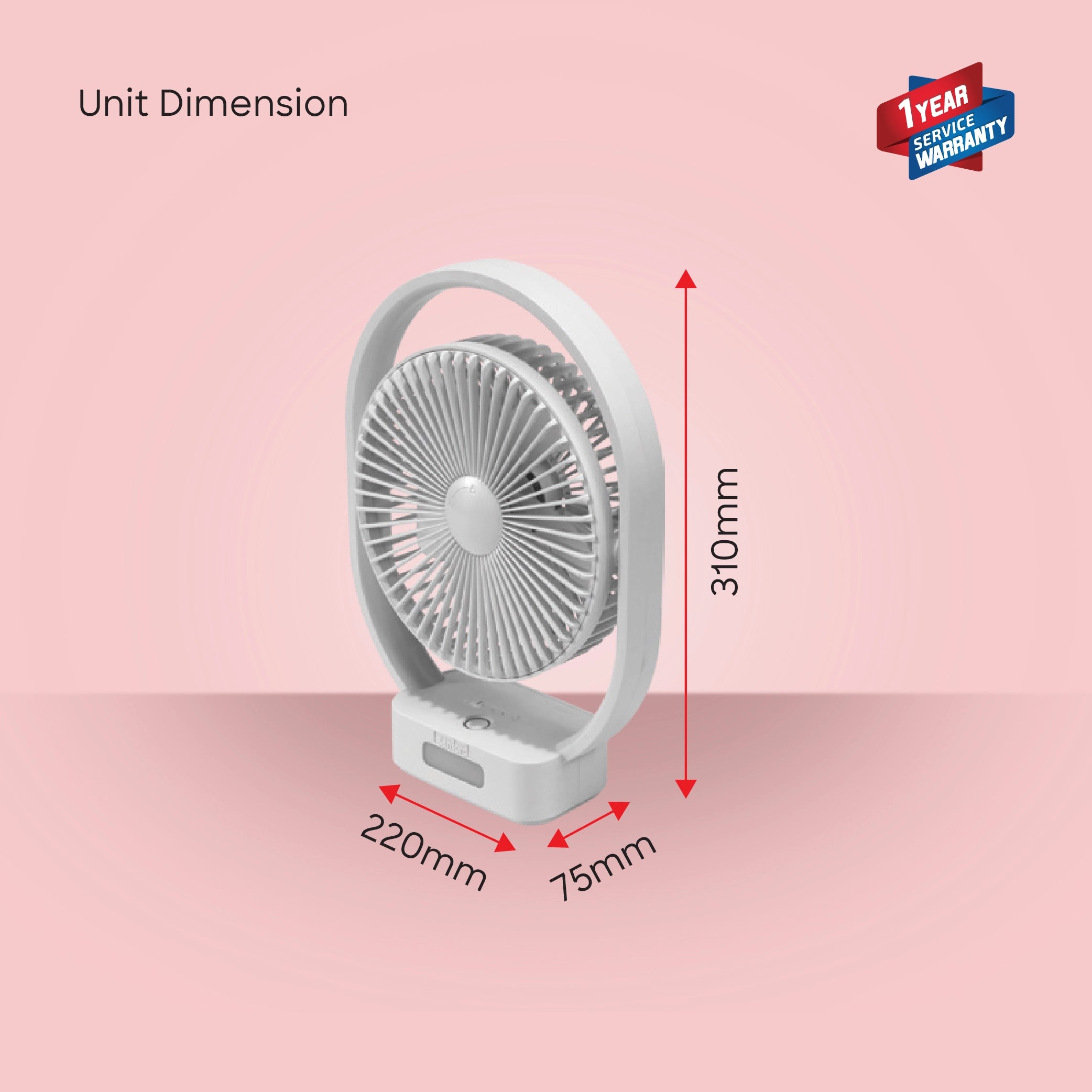 Sanford Table Fan 7-Inch Rechargeable 3600mAh with LED Light and Tilt Head - SF6662MFN Sanford KSA