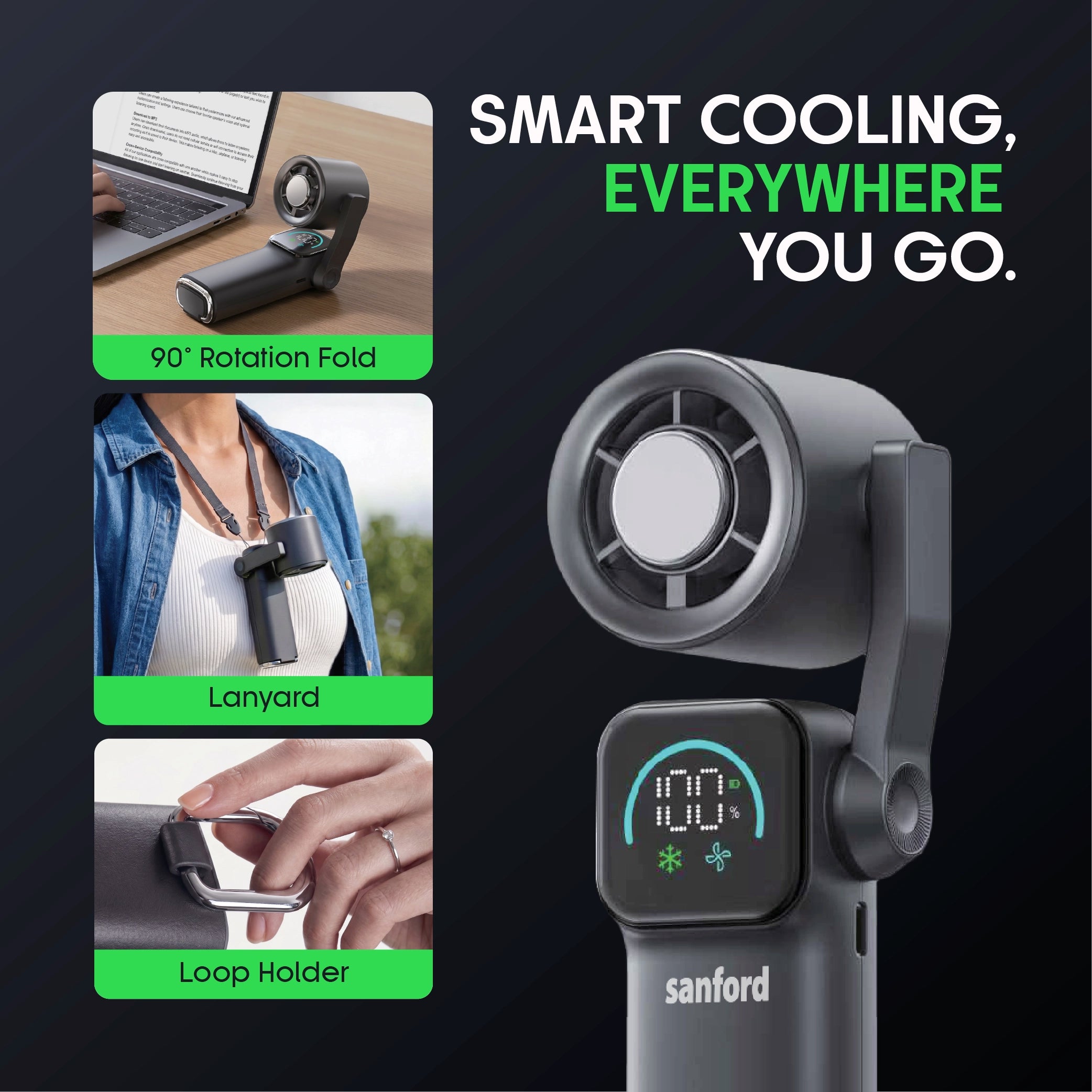 Sanford Cooling Hand Fan KSA Rechargeable 5 Speed & 3600mAh - SF6671HFN Sanford KSA