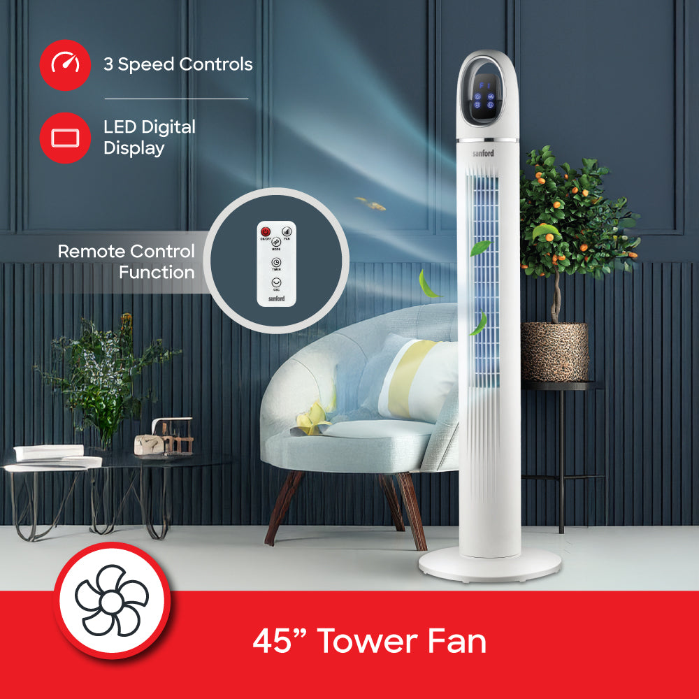 Sanford Tower Fan 45 Inch 50W 3 Speed with Remote Control - SF6701TRF Sanford KSA