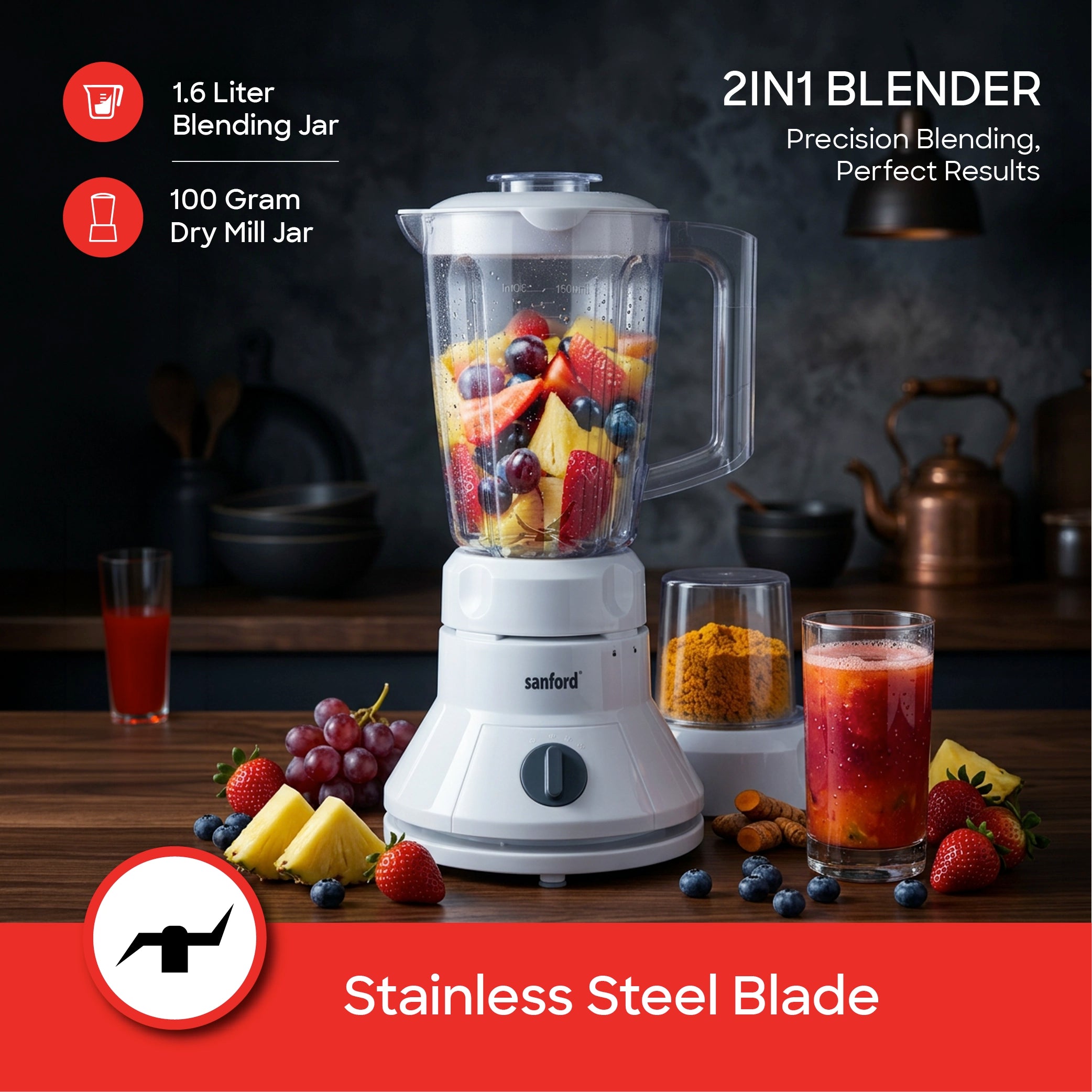 Sanford SF6803BR blender 1.5L jar and stainless steel blades