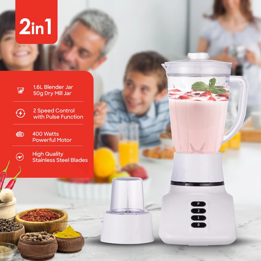 Sanford 2-in-1 Blender 1.6L 400W with Dry Mill, Stainless Steel Blades - SF6806BR Sanford KSA