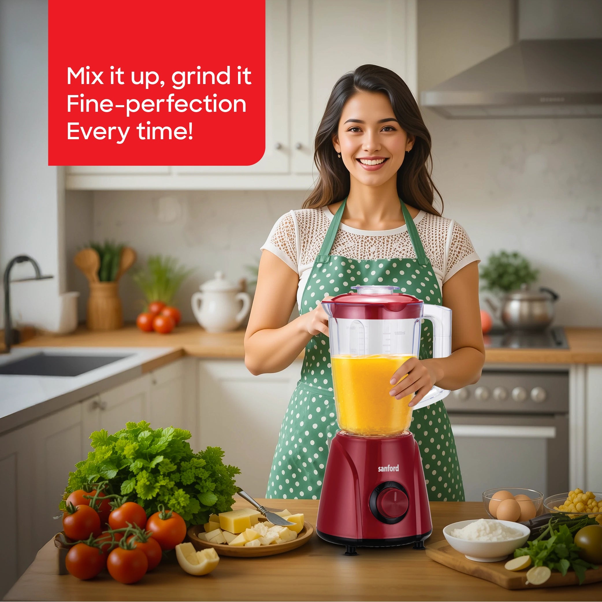 Sanford 3-in-1 Blender 1.6L 400W with Mill & Chopper, Stainless Steel Blades - SF6807BR