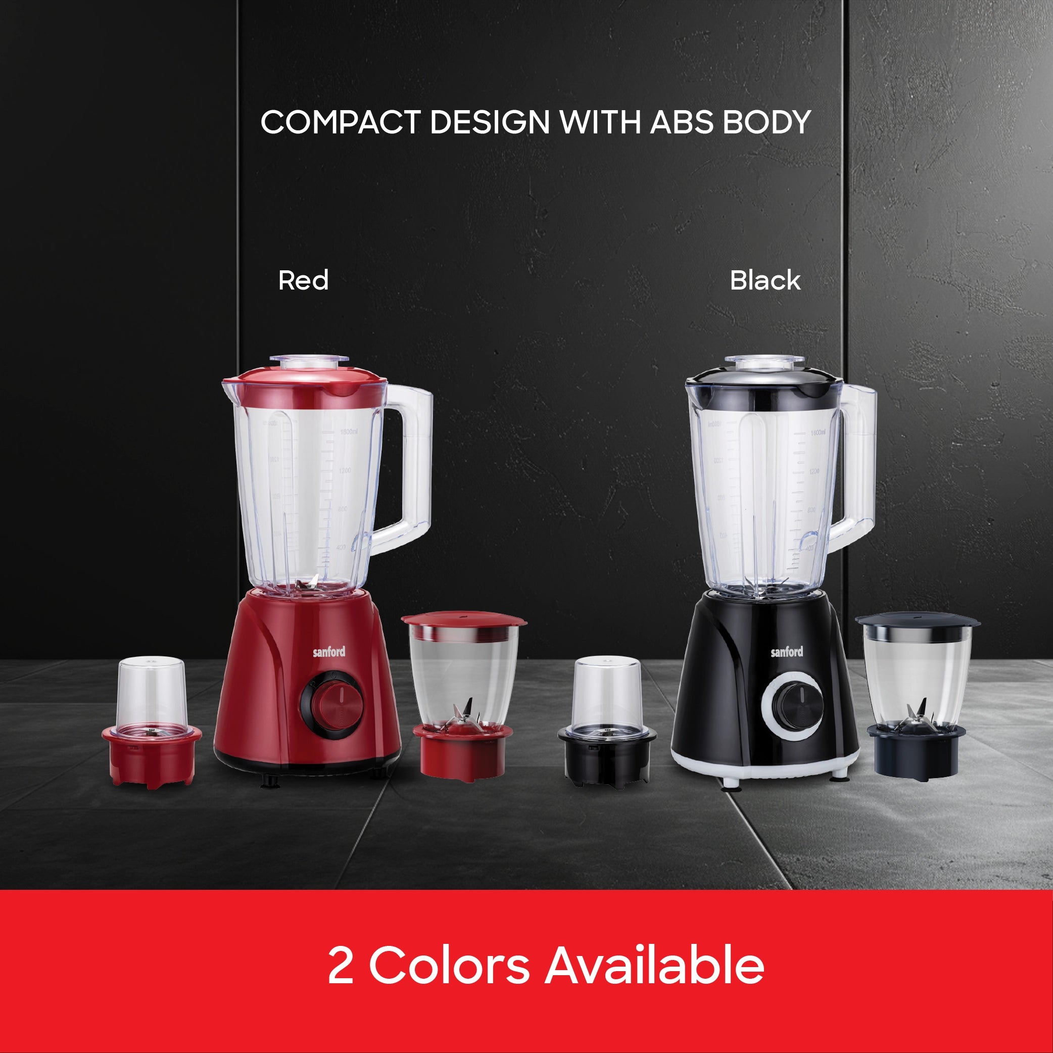 Sanford 3-in-1 Blender 1.6L 400W with Mill & Chopper, Stainless Steel Blades - SF6807BR Sanford KSA