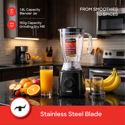 Sanford 2-in-1 Blender 1.8L 600W with Dry Mill, Stainless Steel Blades - SF6808BR