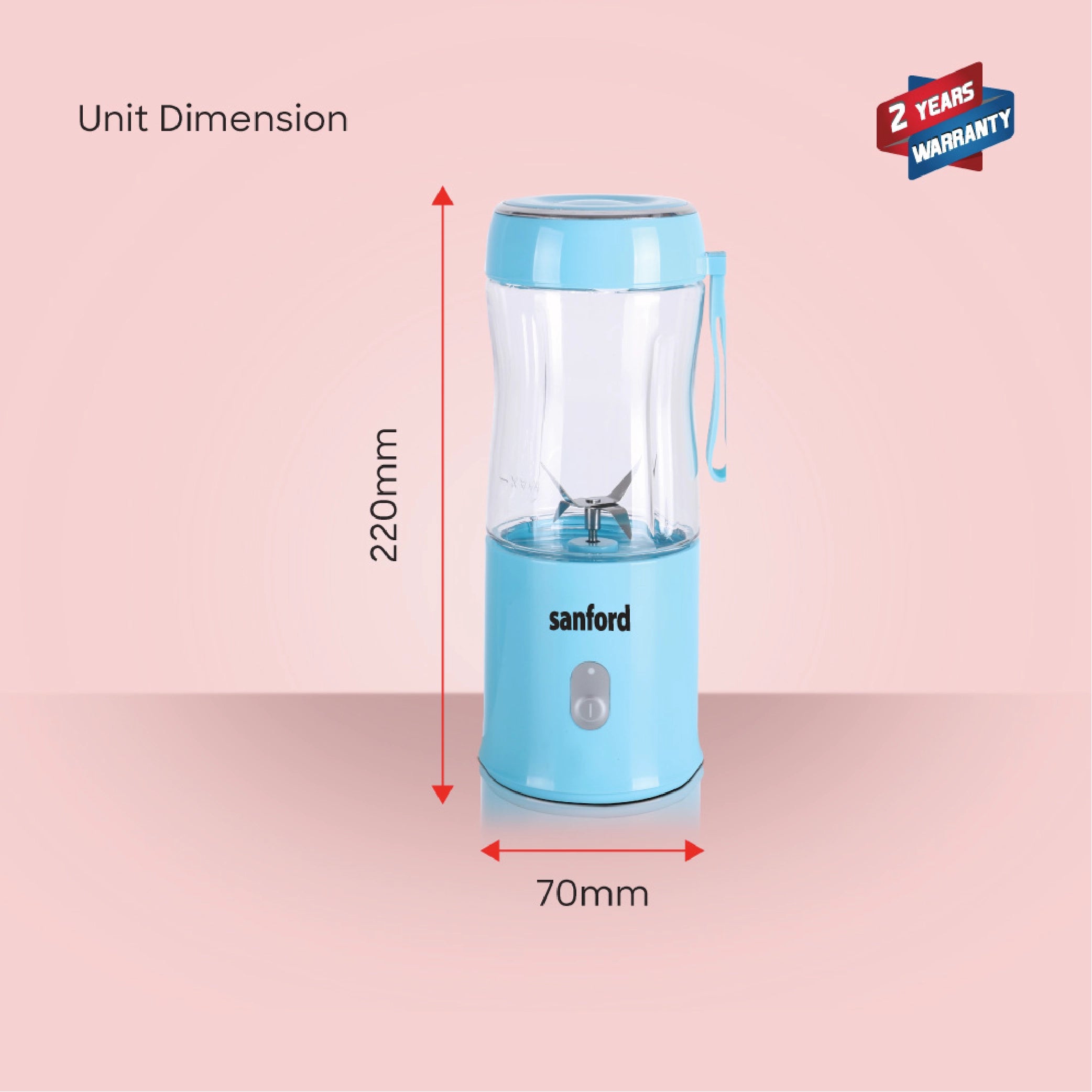Sanford Rechargeable Portable Blender 380ml 60W with Stainless Steel Blades - SF6810BR Sanford KSA