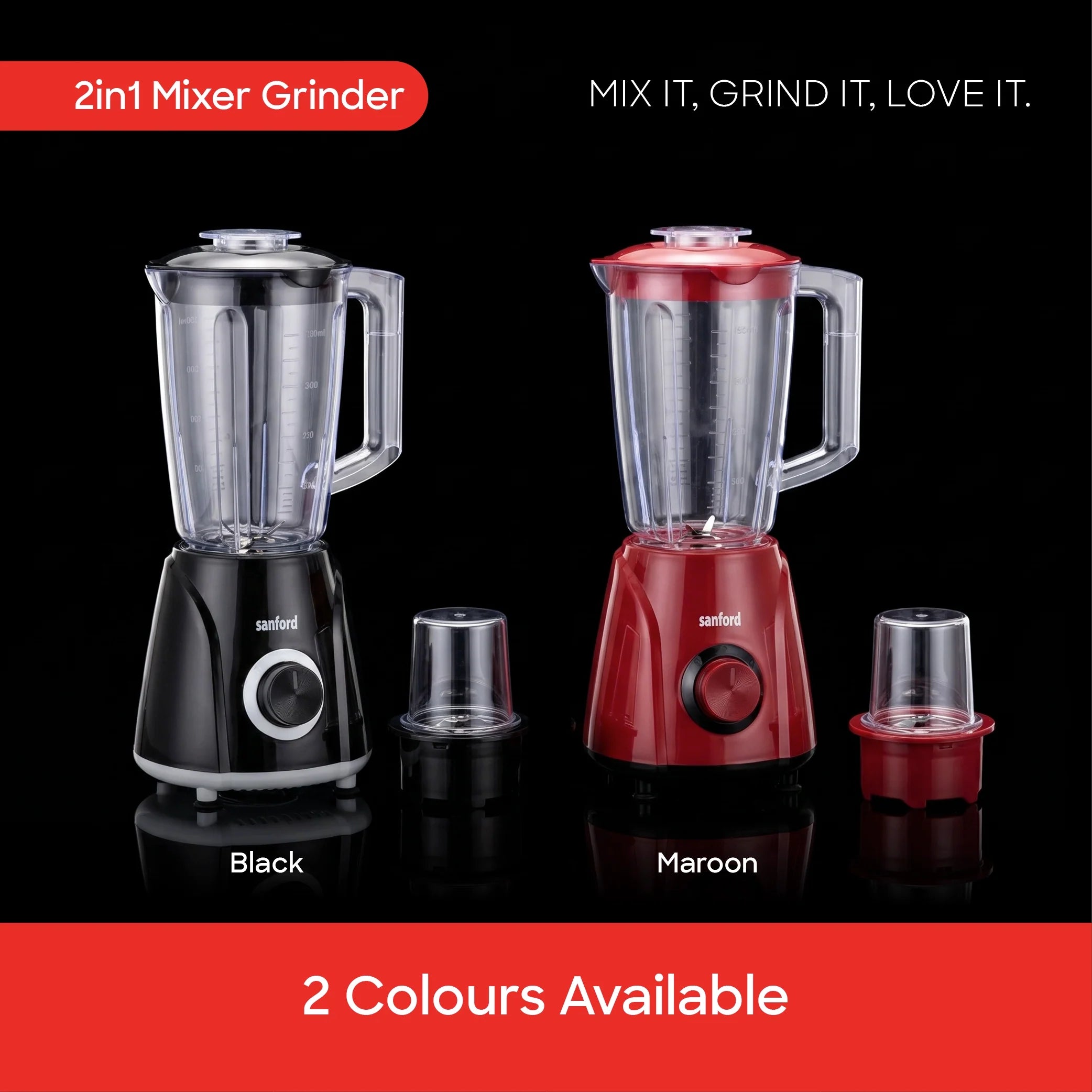 2 in 1 blender grinder 400W stainless steel blades 1.6L jar sanford 5