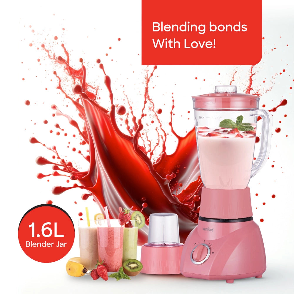 Sanford 2-in-1 Blender & Grinder 1.6L 400W with Mill Jar, Stainless Steel Blades - SF6818BR