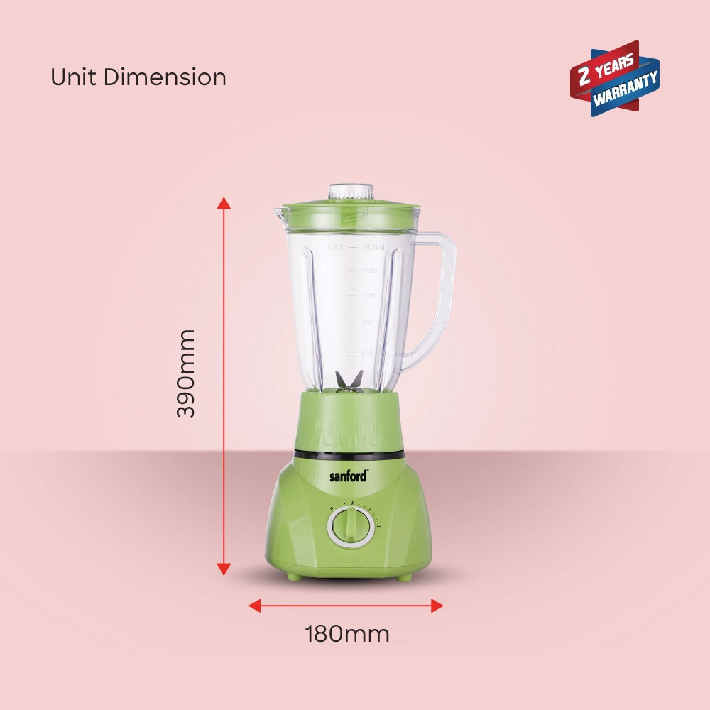 Sanford 2-in-1 Blender & Grinder 1.6L 400W with Mill Jar, Stainless Steel Blades - SF6818BR Sanford KSA