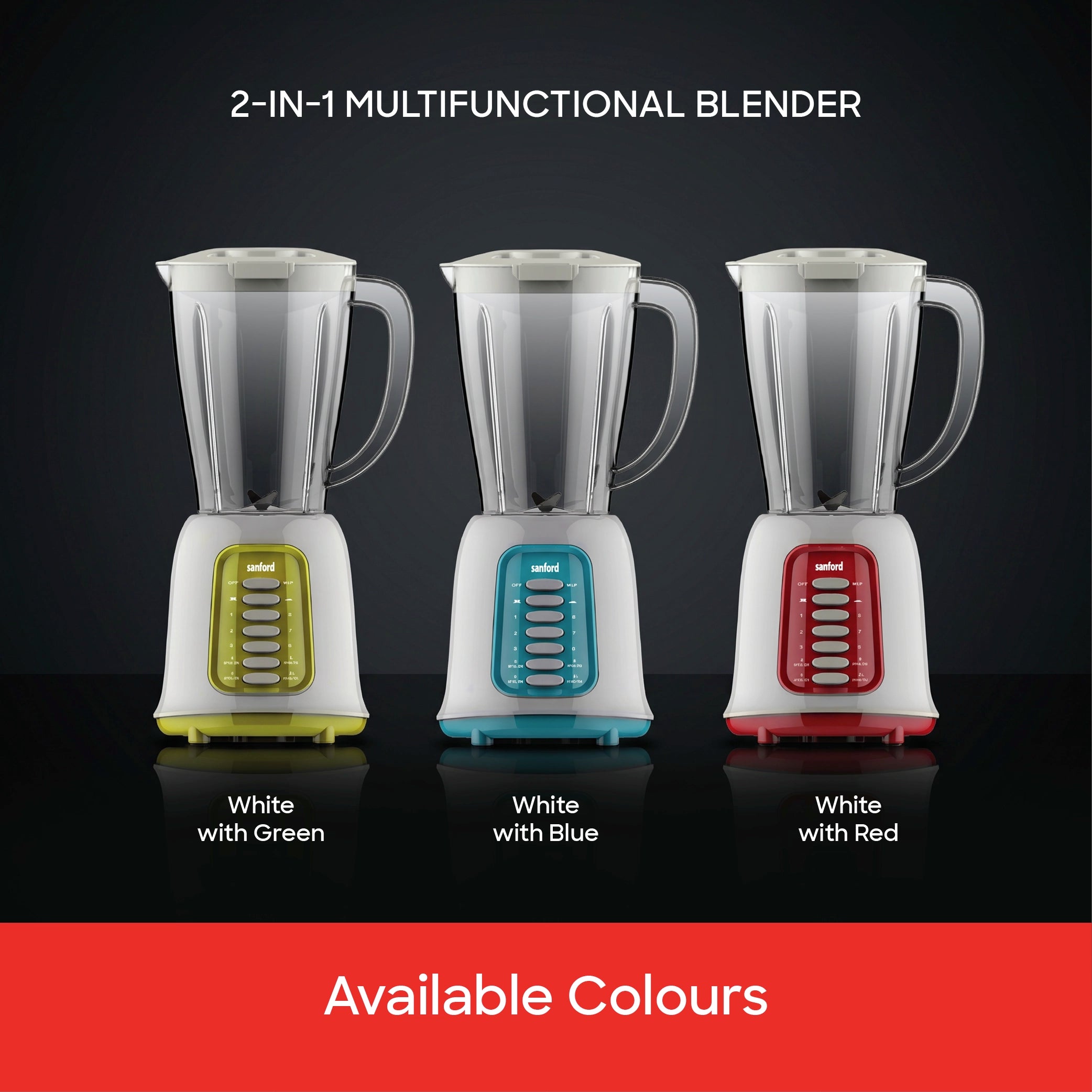 Sanford 2-in-1 Juicer Blender 1.5L 400W with Dry Mill, Stainless Steel Blade - SF6820BR Sanford KSA