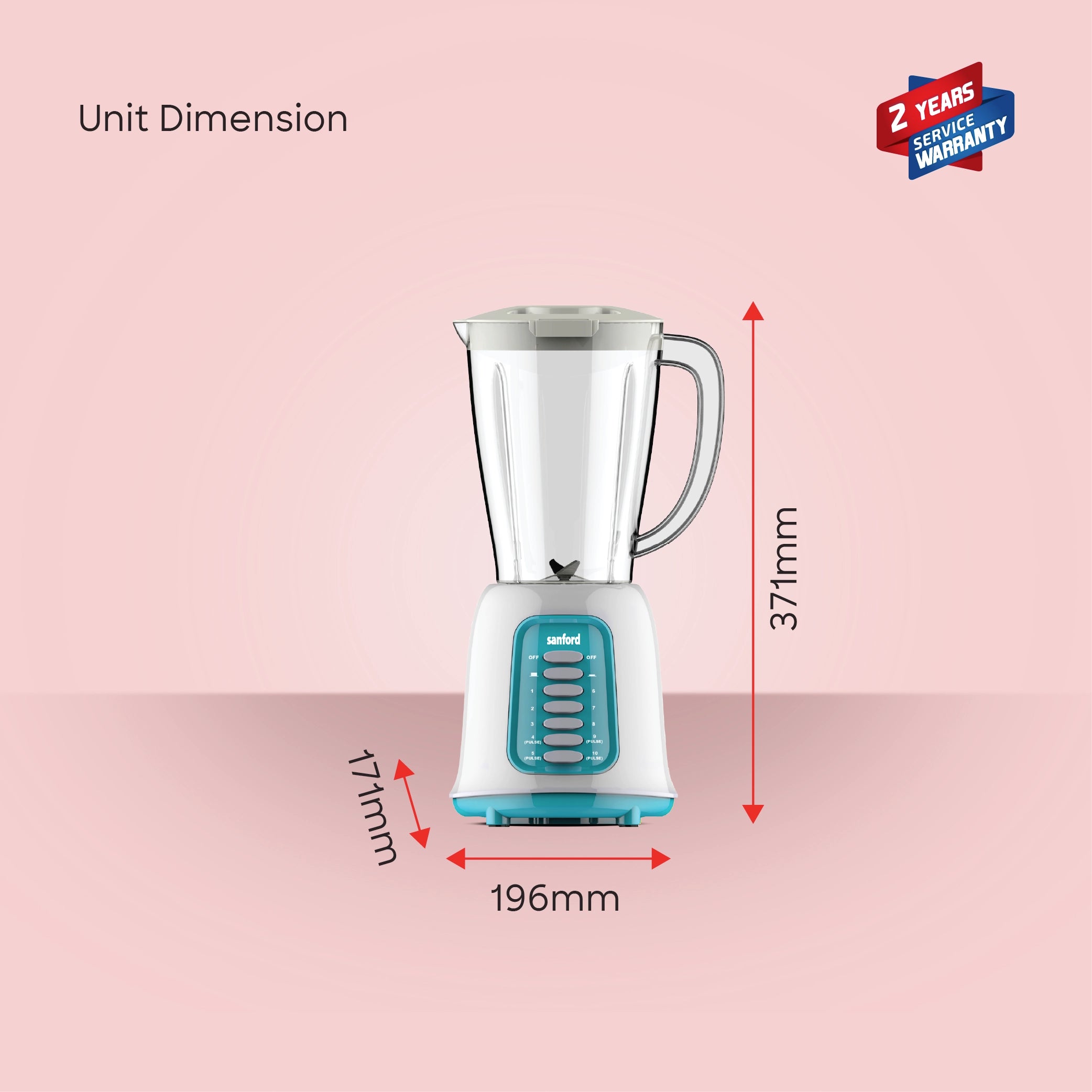 Sanford 2-in-1 Juicer Blender 1.5L 400W with Dry Mill, Stainless Steel Blade - SF6820BR Sanford KSA