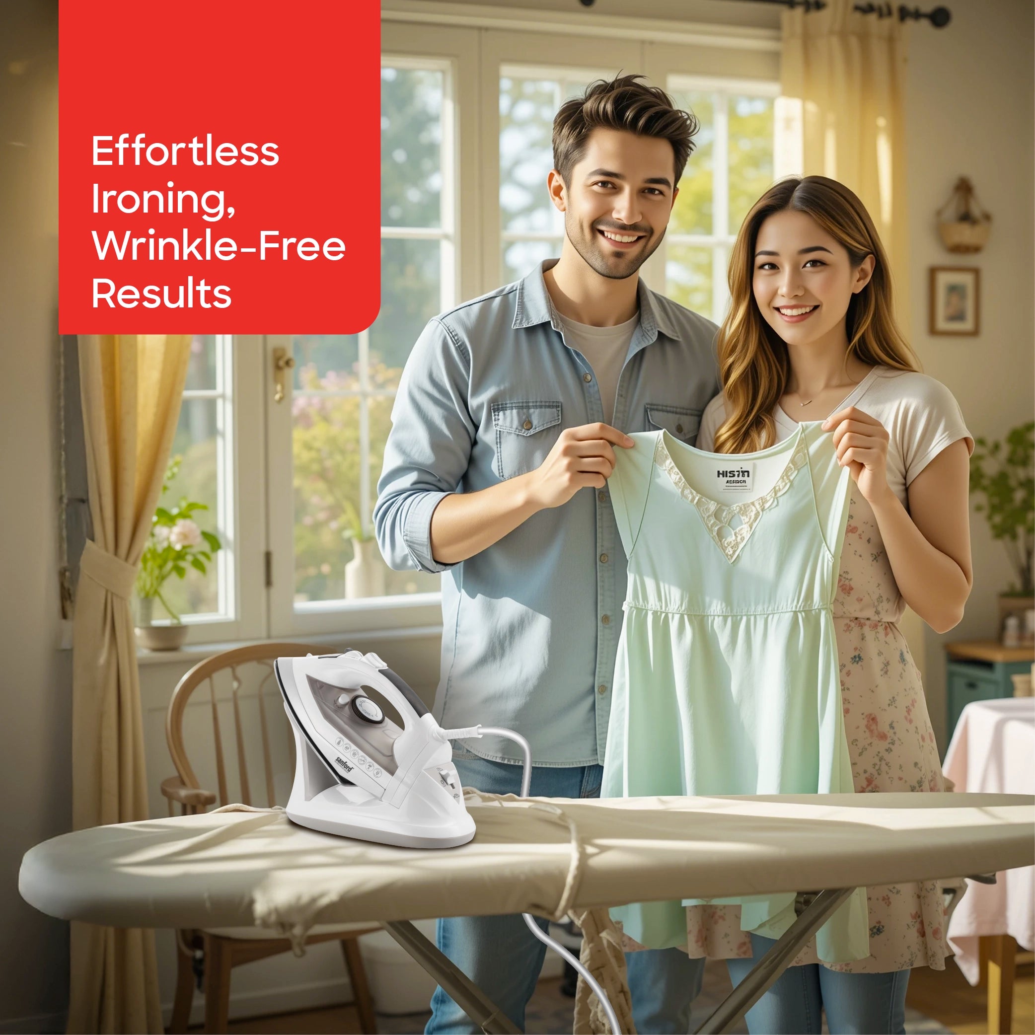 Sanford Steam Iron 2400W Corded & Cordless with Ceramic Soleplate and 280ml Water Tank - SF68SI Sanford KSA