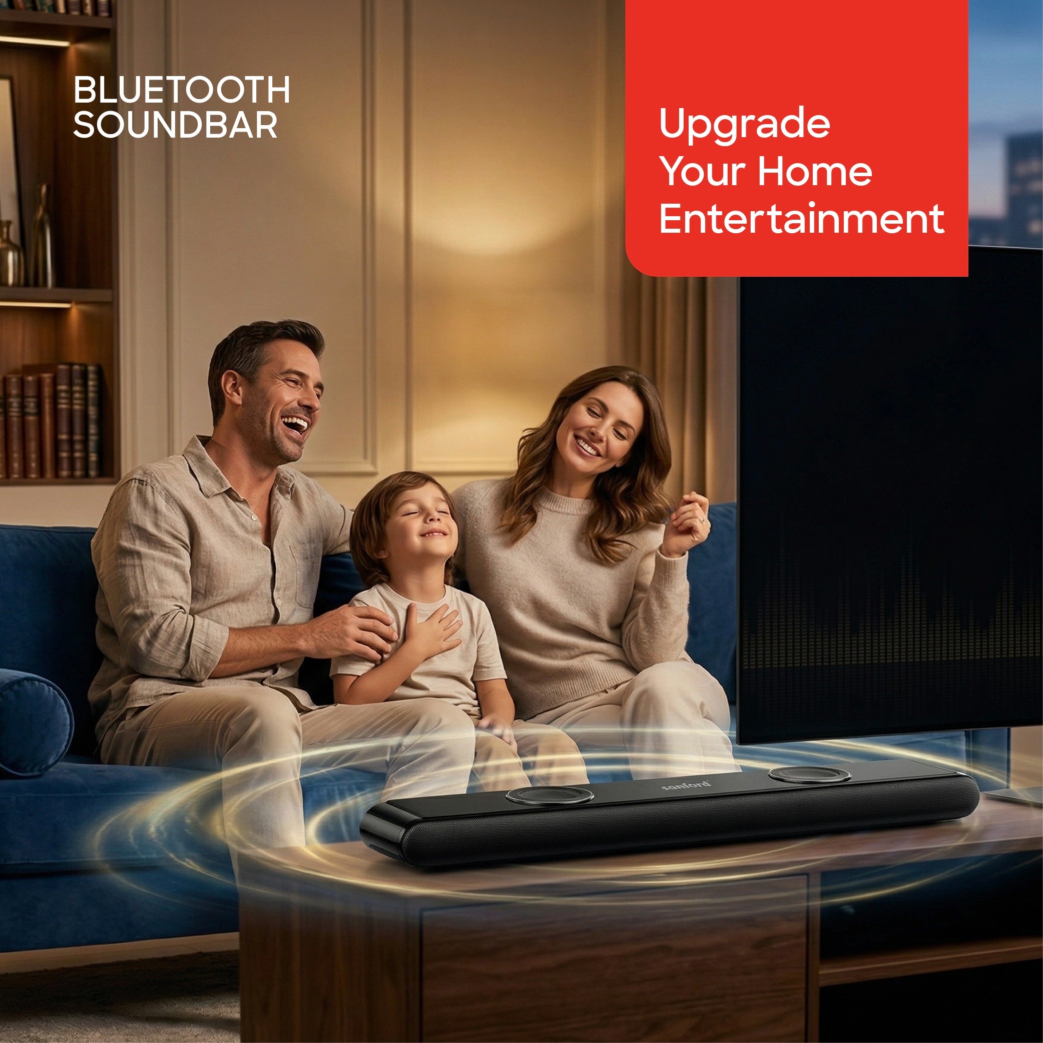 Sanford Bluetooth Soundbar 2.2 Channel 130W with LED Display - SF750SB Sanford KSA