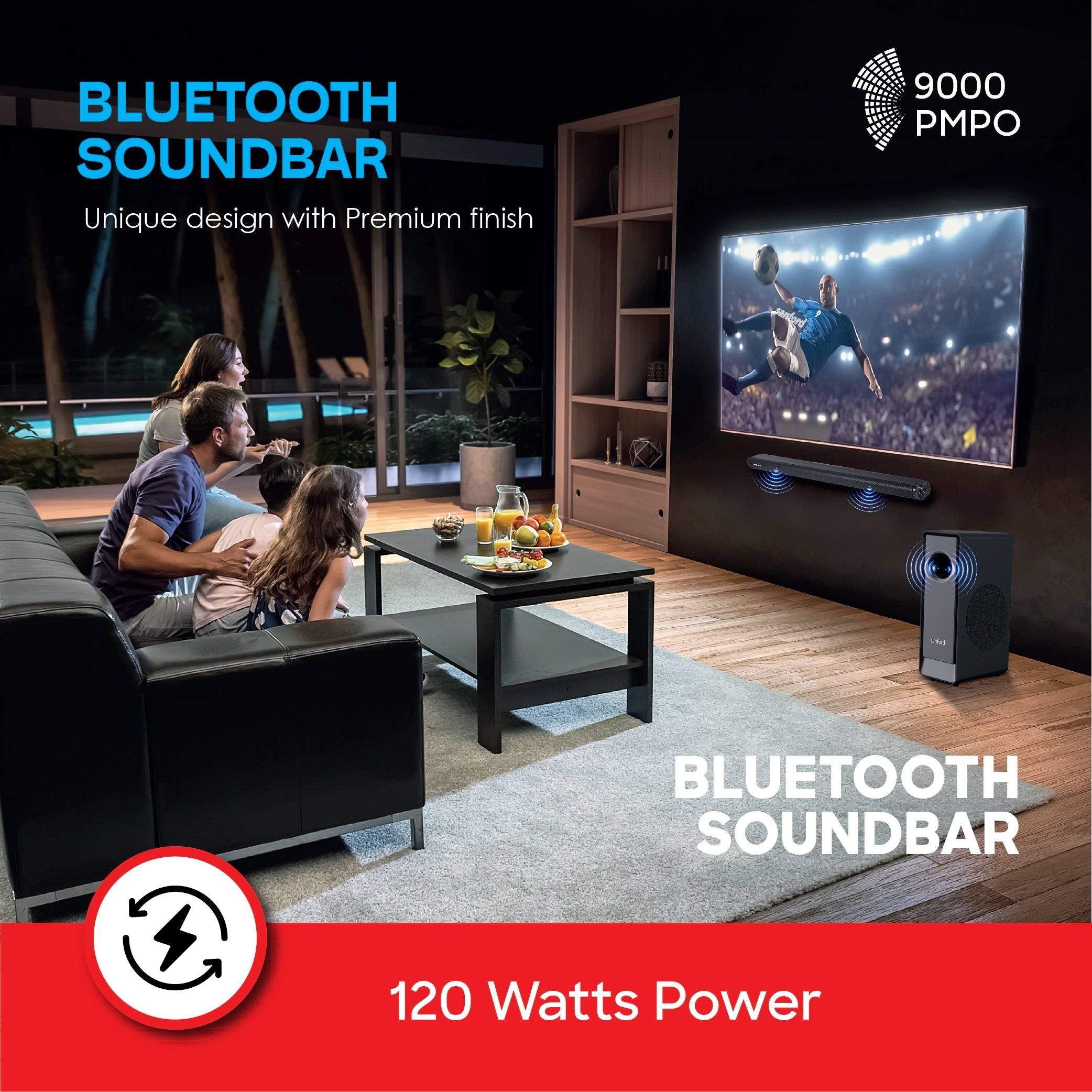 Sanford Bluetooth Soundbar 2.1 Channel 120W with Subwoofer - SF751SB Sanford KSA