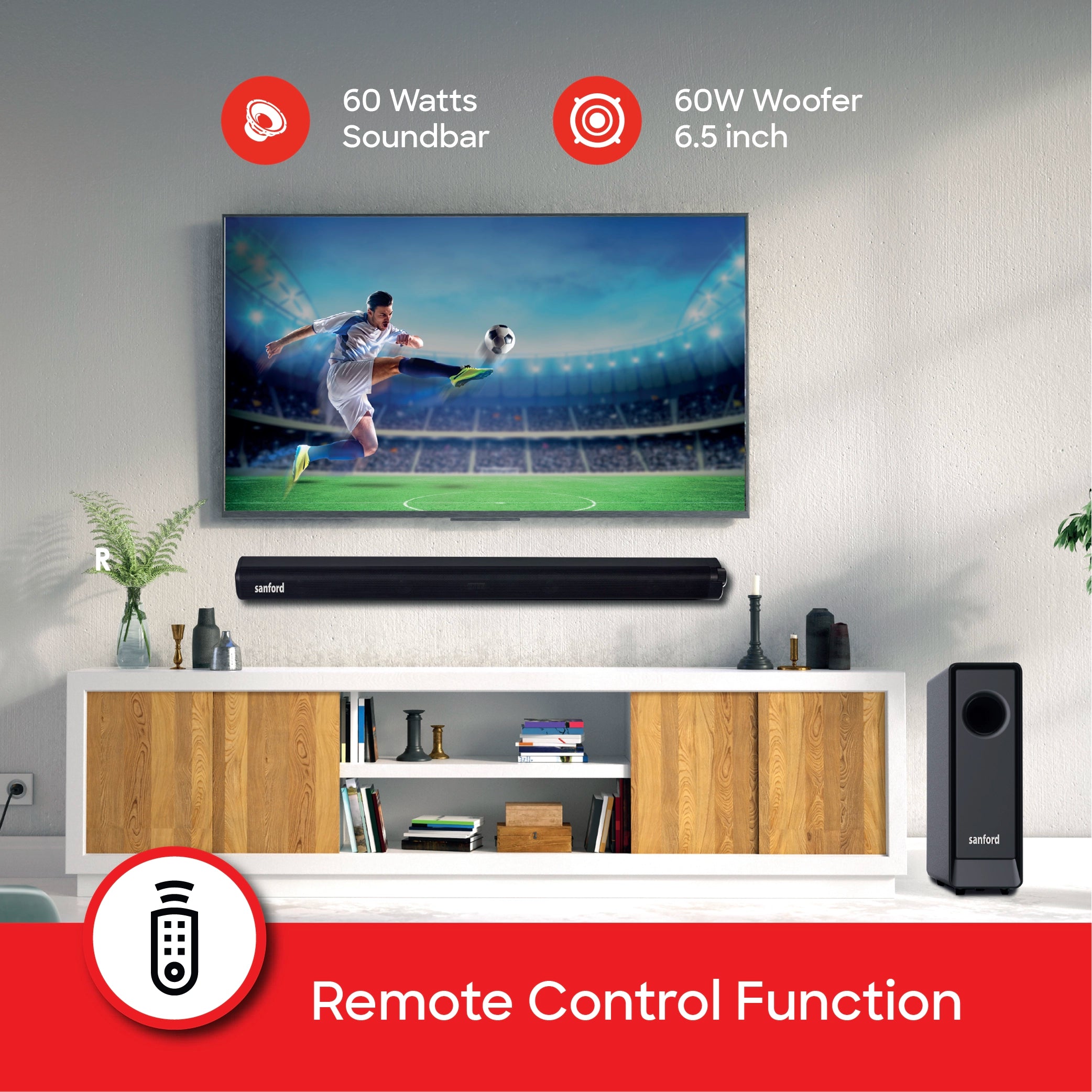 Sanford Bluetooth Soundbar 2.1 Channel 120W with Subwoofer - SF751SB Sanford KSA